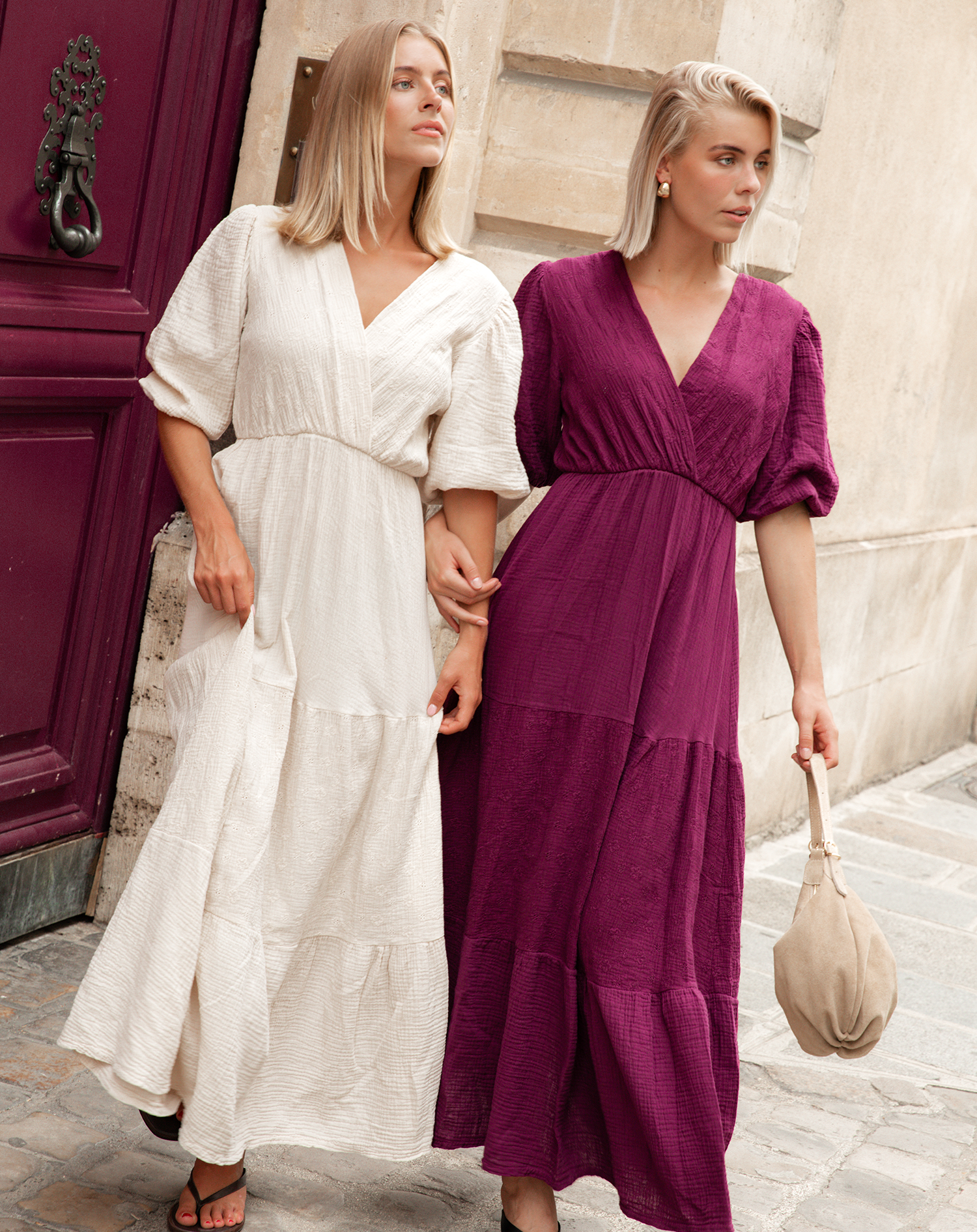 LOIZA FLOWER MOUSSELINE MAXI DRESS ZAND