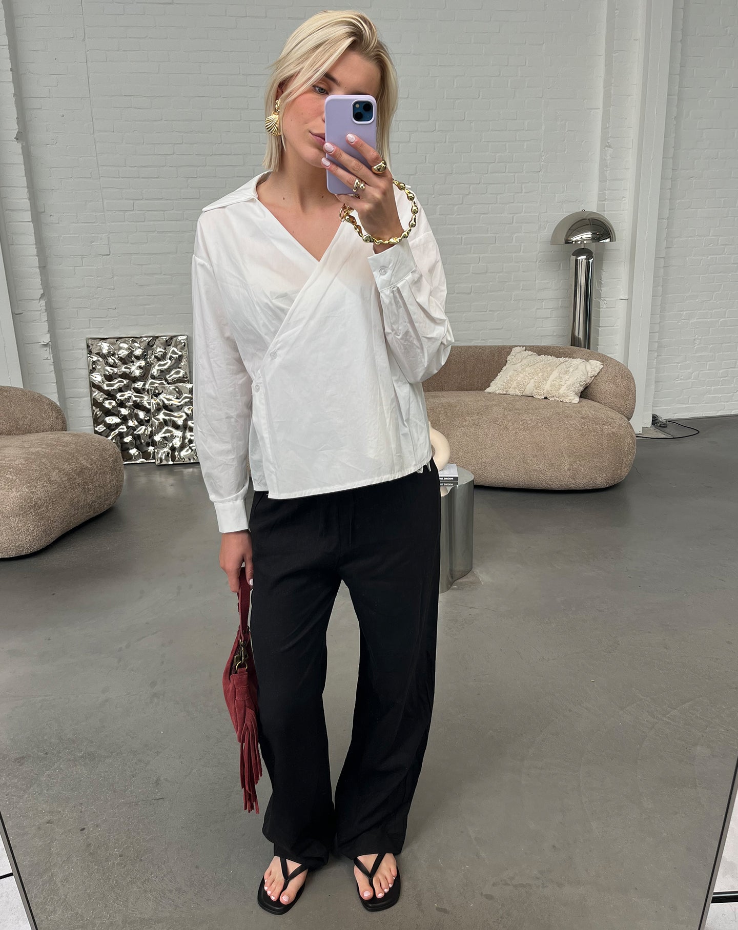 MIKKI POPLIN WRAP BLOUSE CRÈME