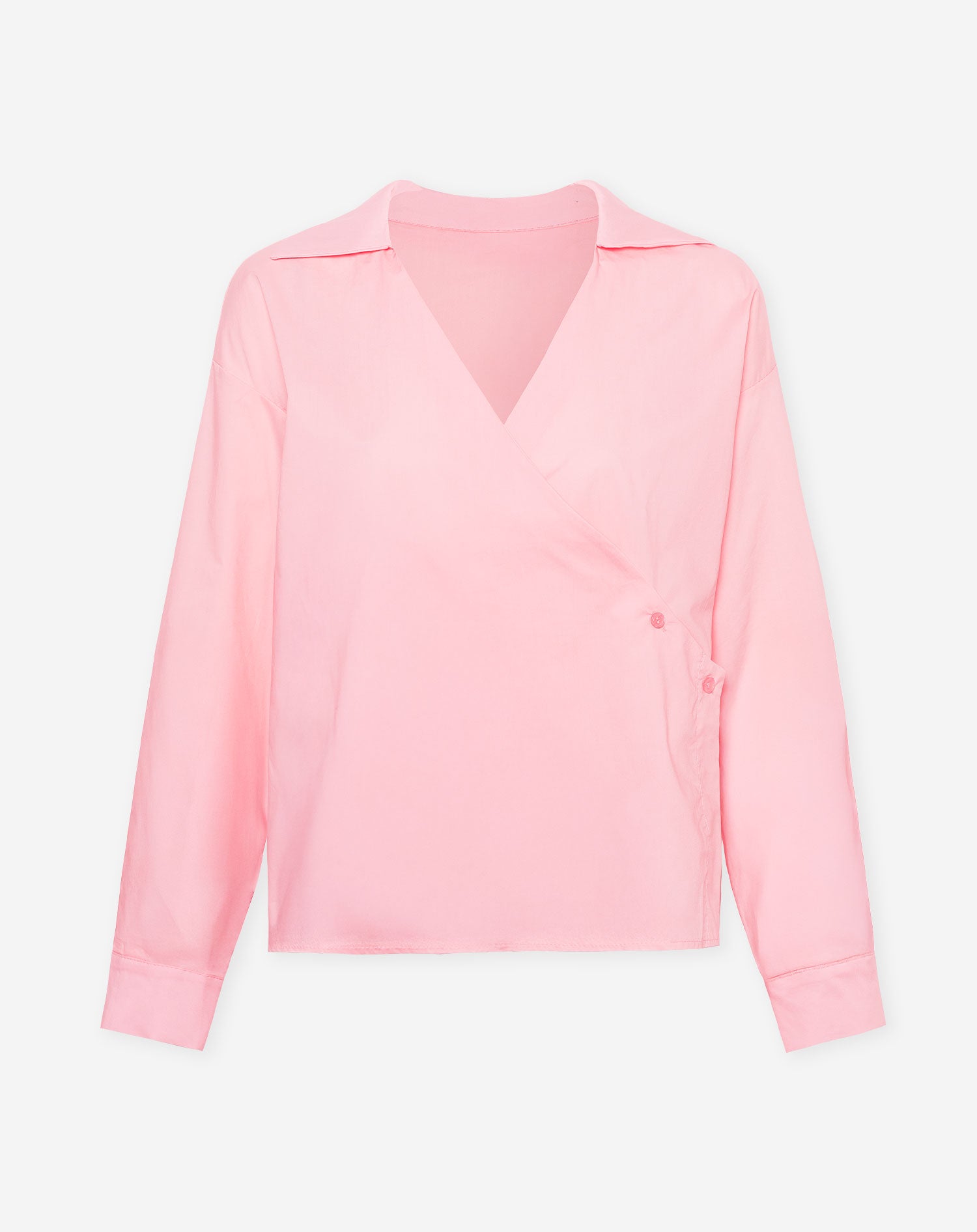 MIKKI POPLIN WRAP BLOUSE LIGHT PINK