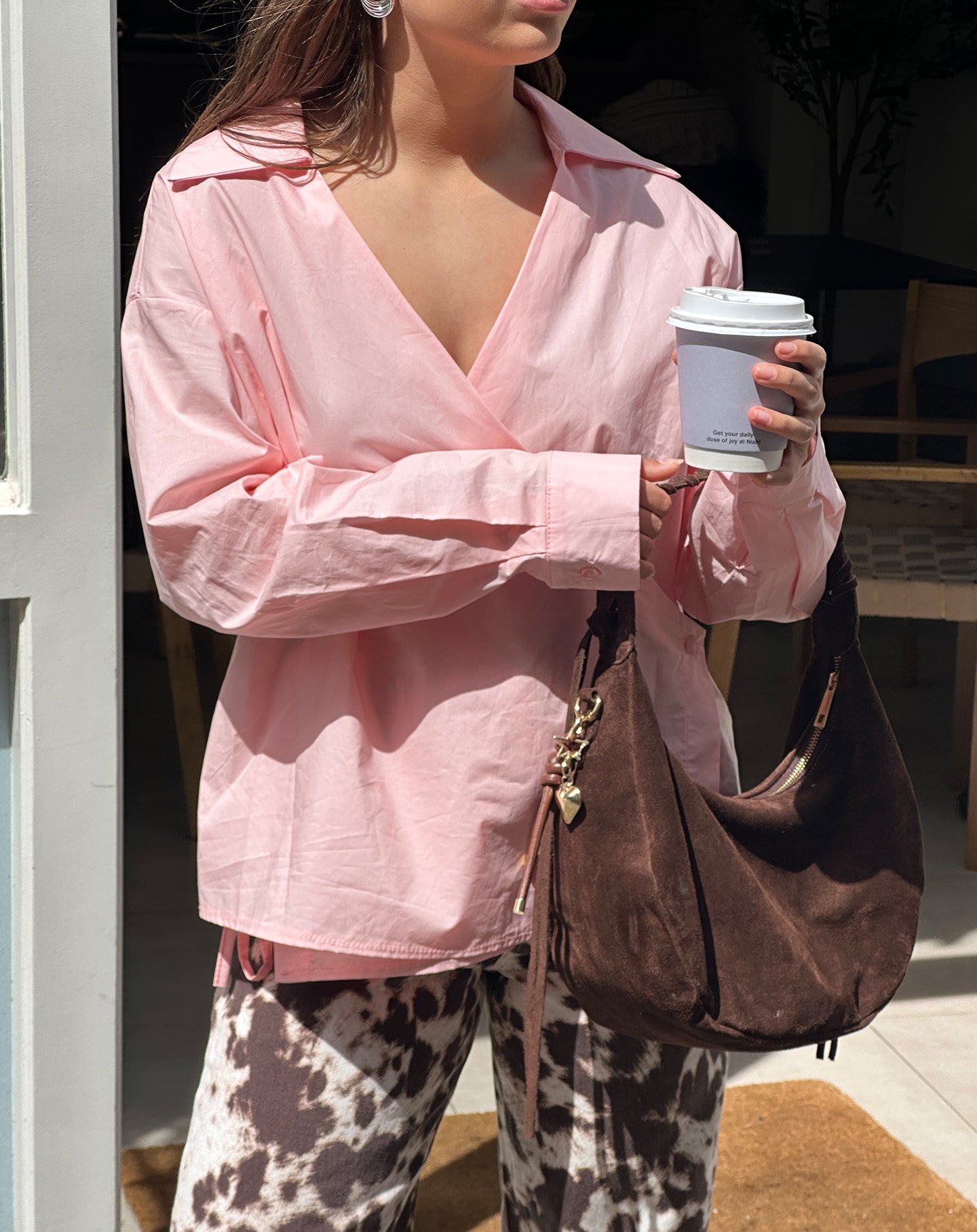 MIKKI POPLIN WRAP BLOUSE LIGHT PINK