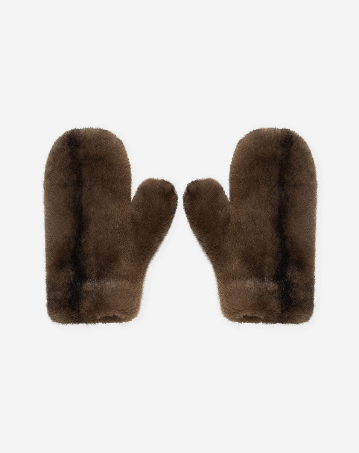 FAUX FUR MITTENS BROWN