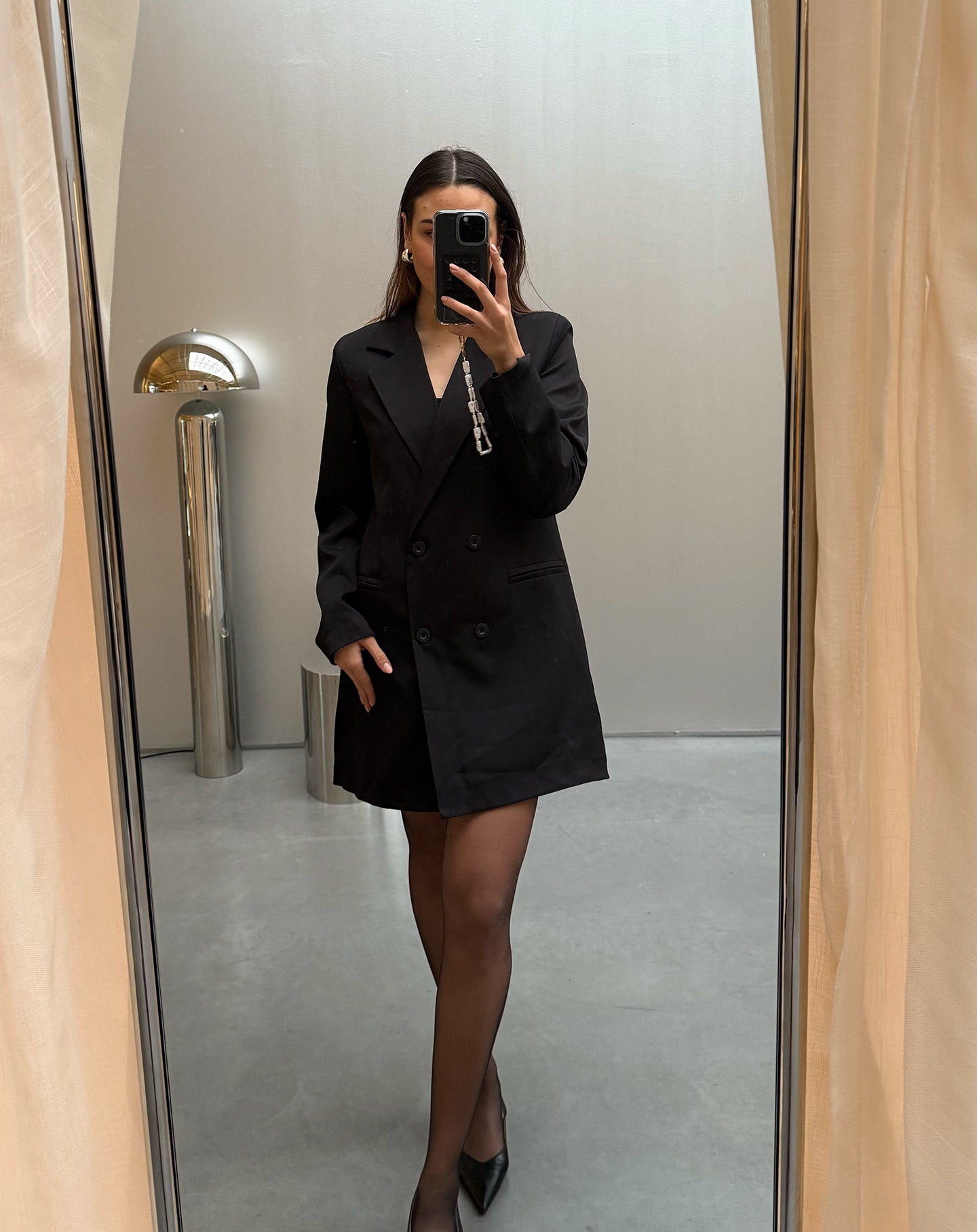 LAYLA DOUBLE BREASTED BLAZER DRESS ZWART