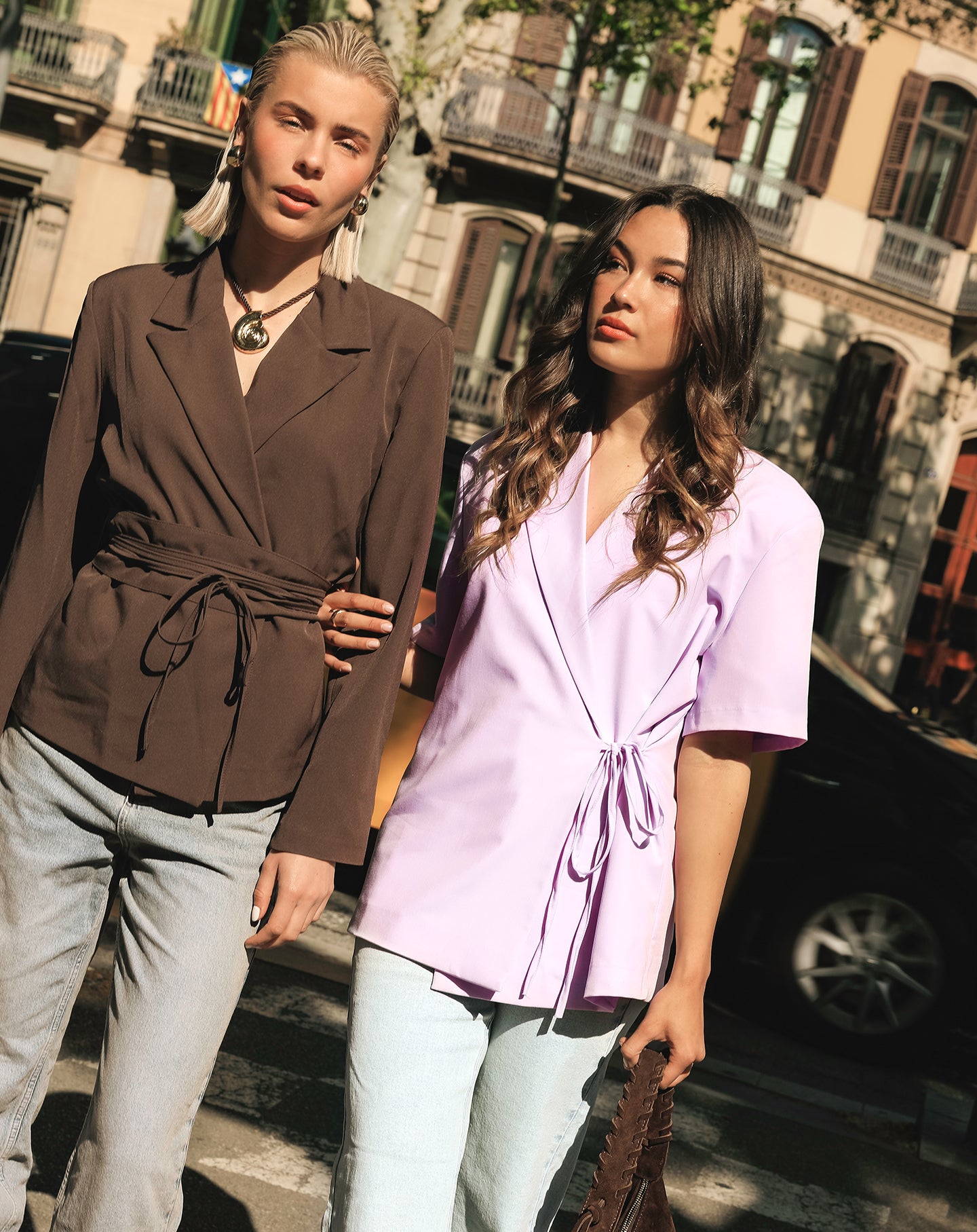 ZOEY WRAP UP SHORT SLEEVE BLAZER LILA