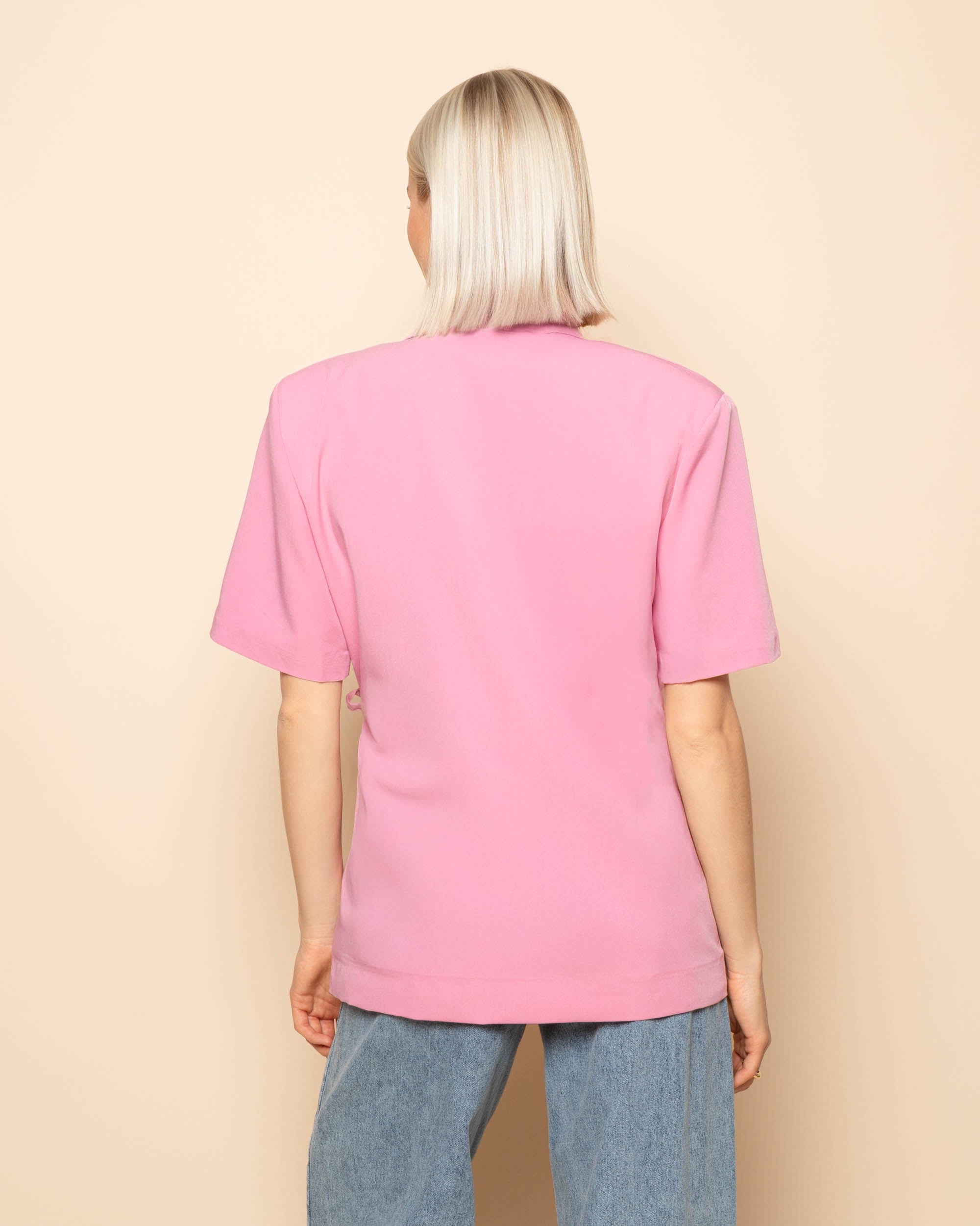 ZOEY WRAP UP SHORT SLEEVE BLAZER PINK