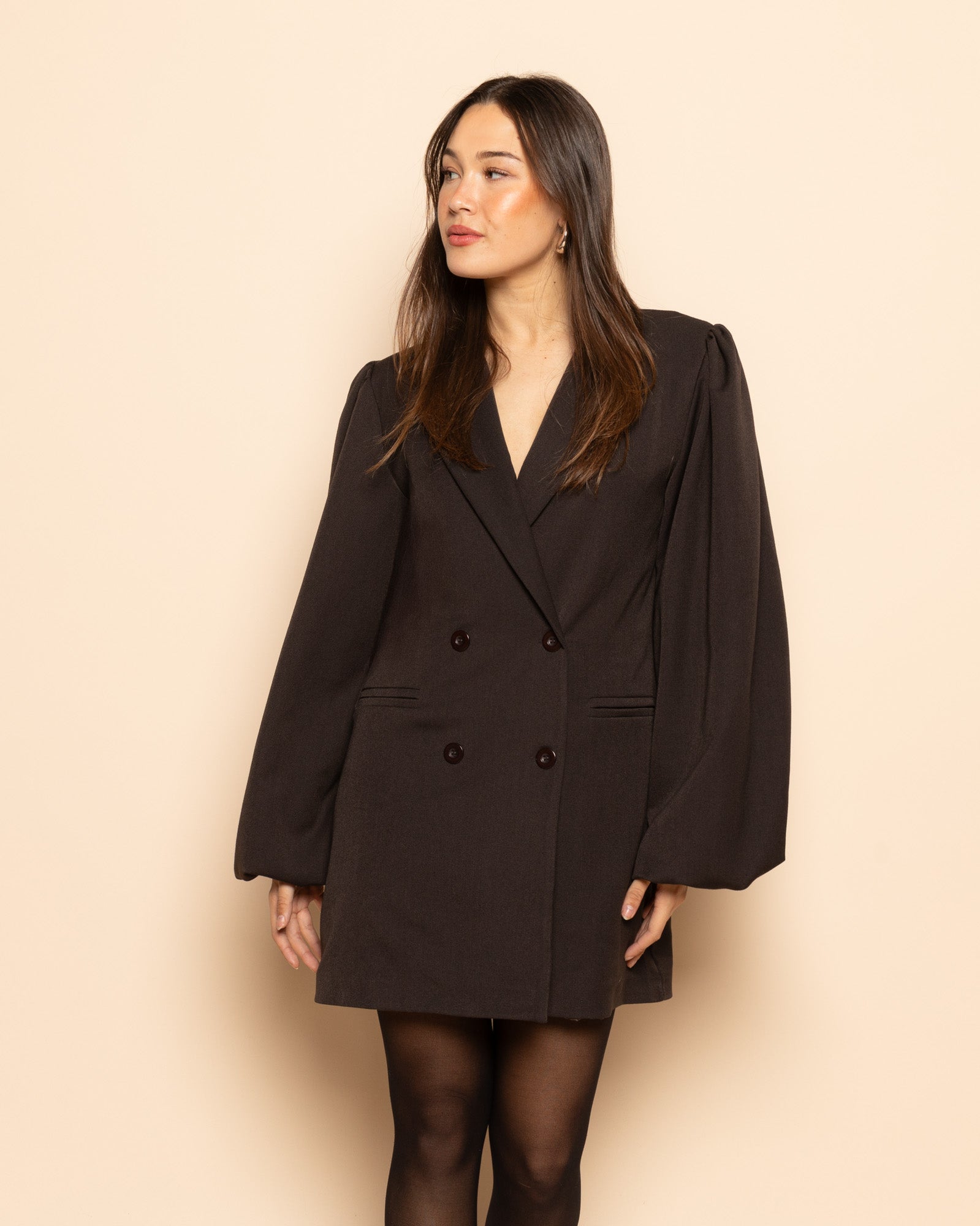 PUFF LONG SLEEVE BLAZER DRESS BRUIN