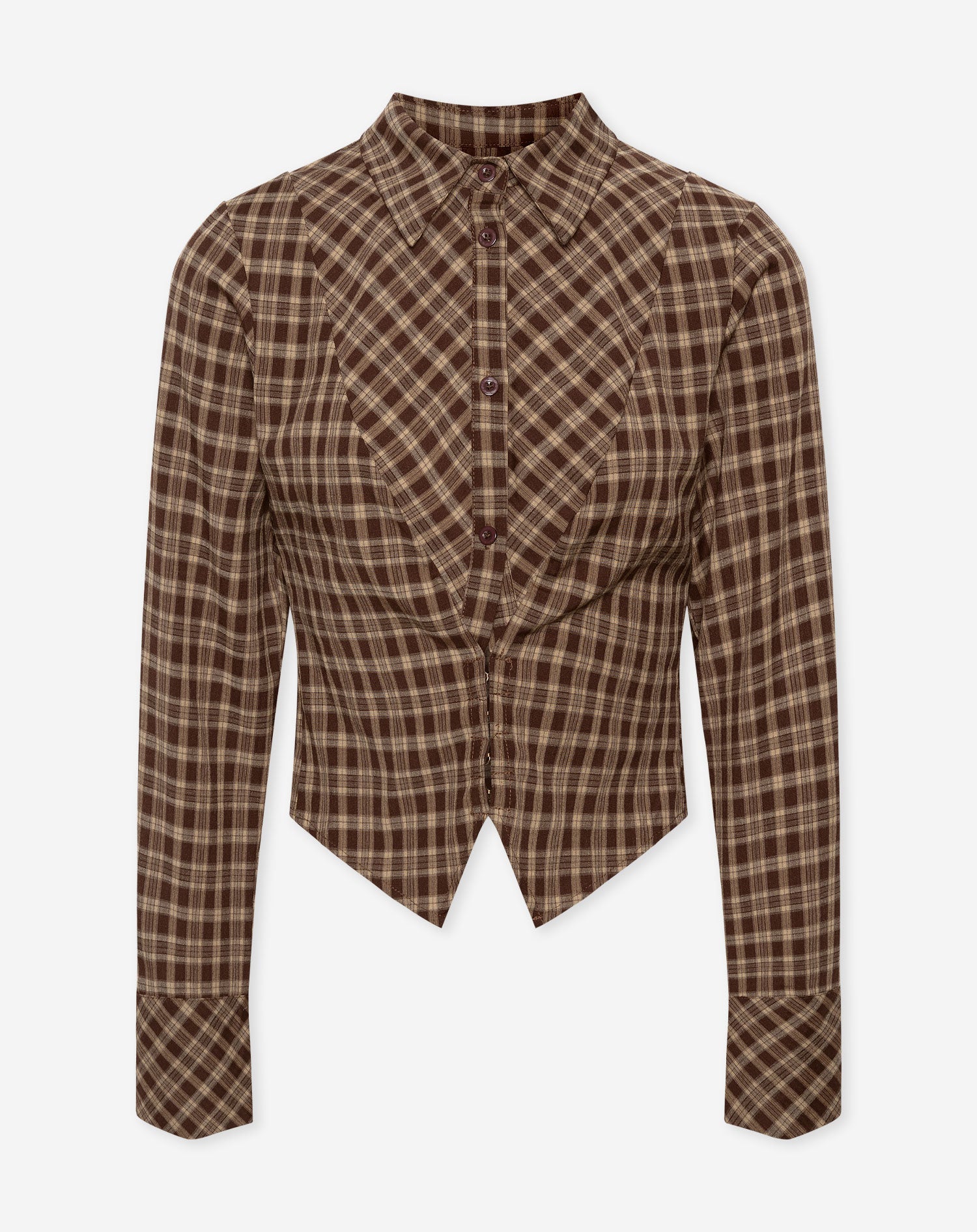 ISAYA FITTED CHECK BLOUSE BRUIN