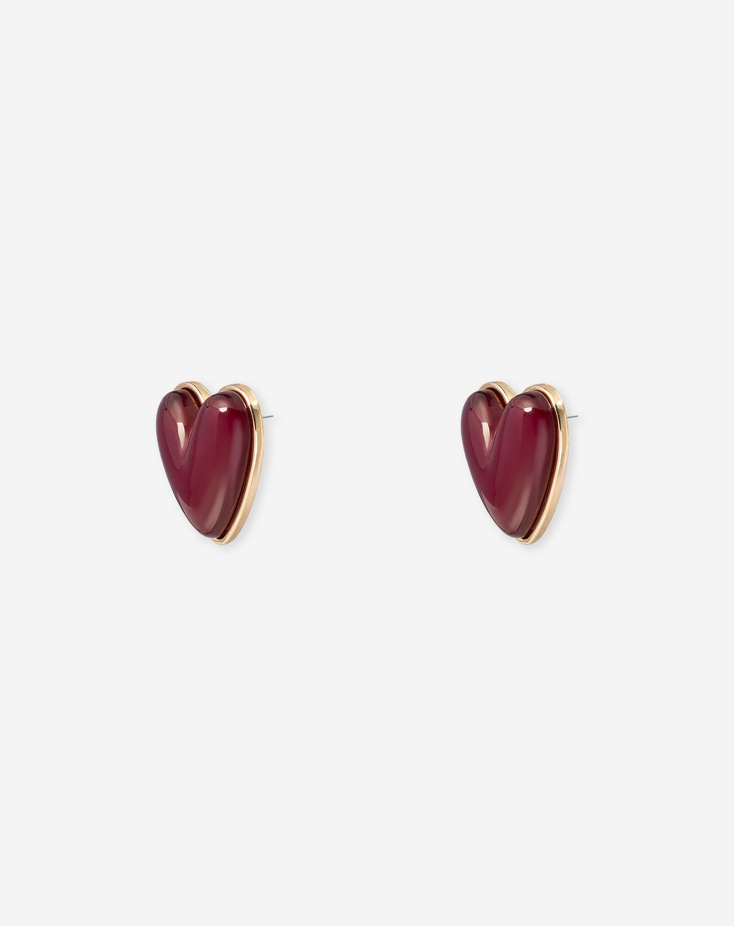 BOLD HEART EARRINGS BURGUNDY