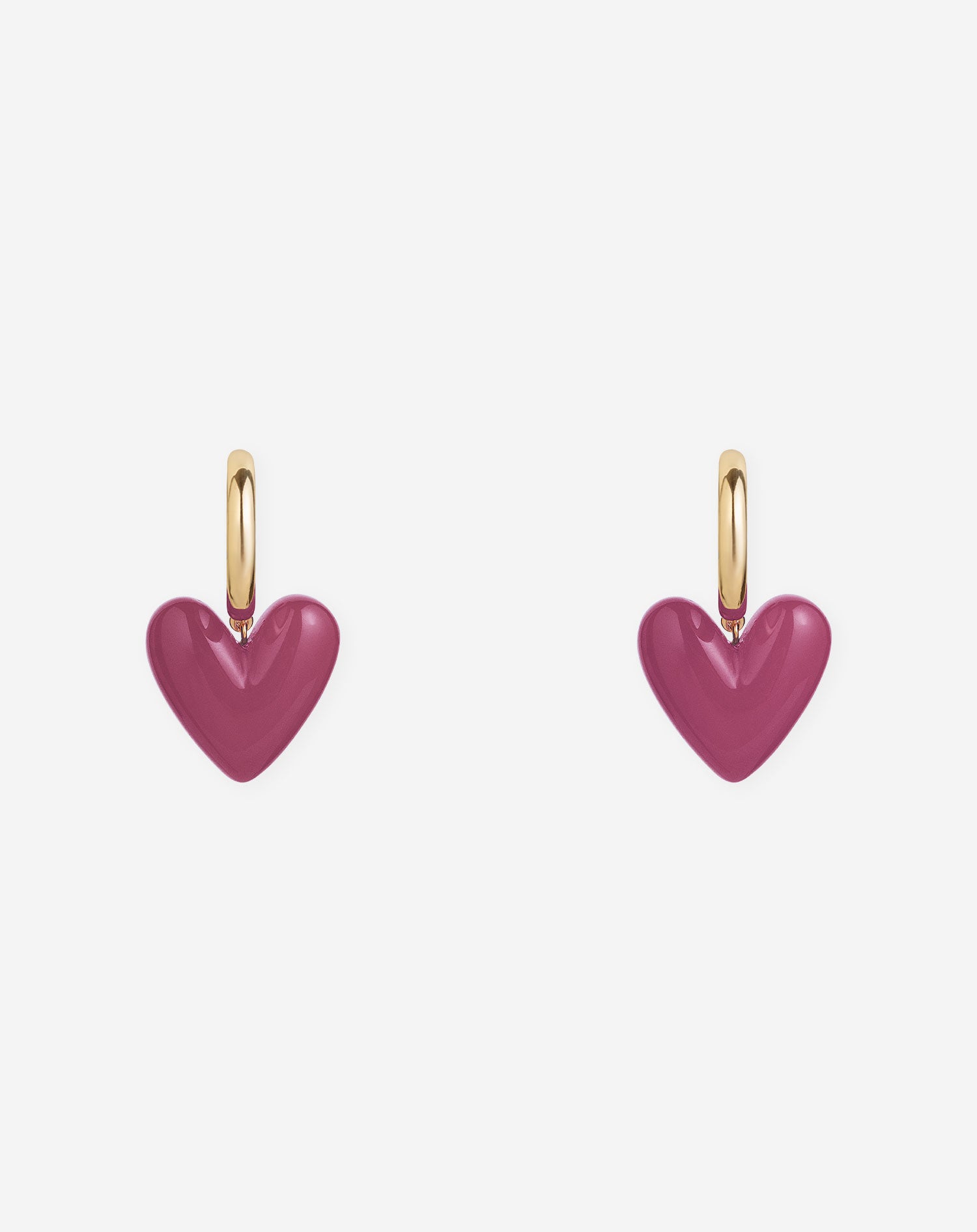 HEART COLORED HOOP EARRINGS FUCHSIA