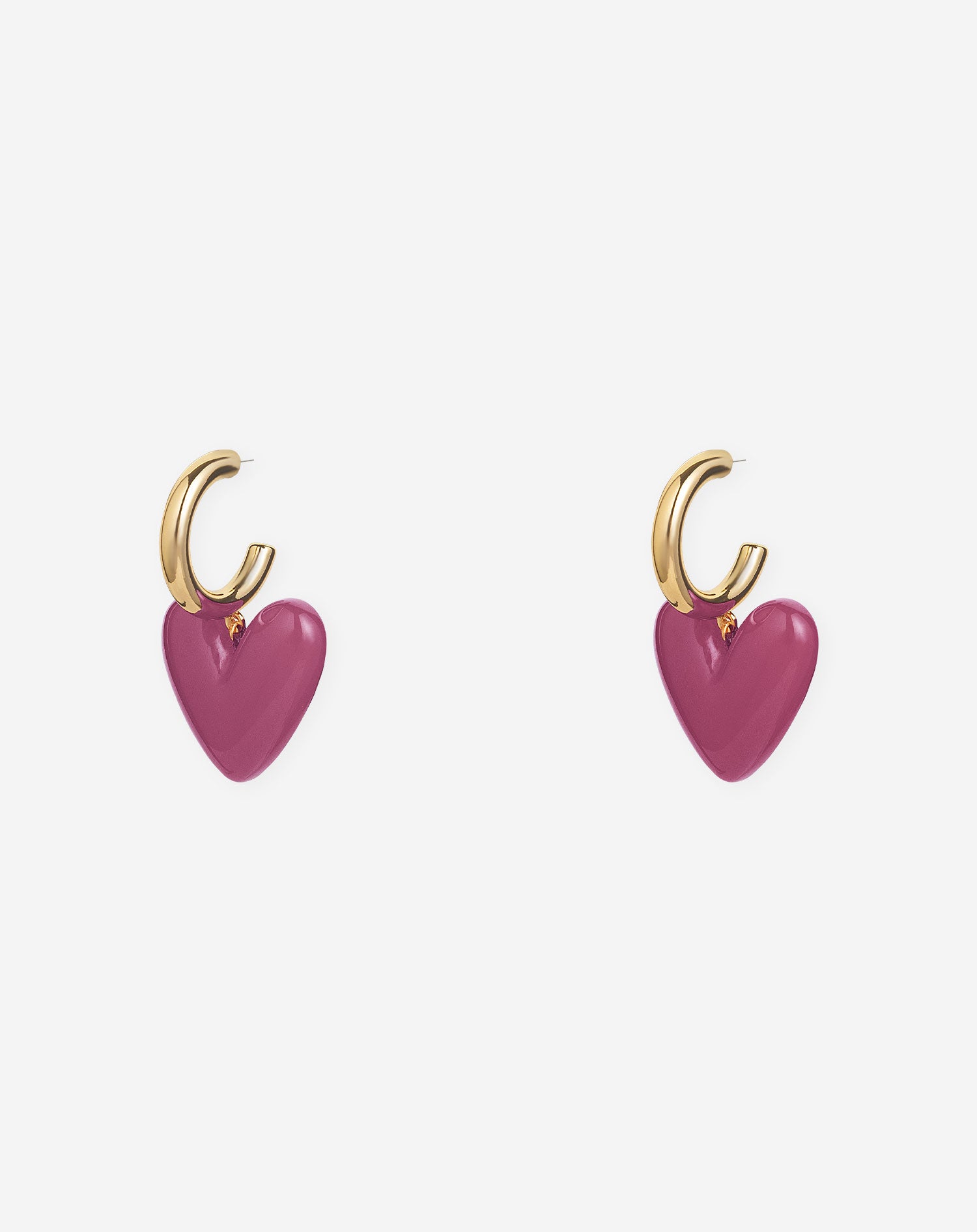 HEART COLORED HOOP EARRINGS FUCHSIA