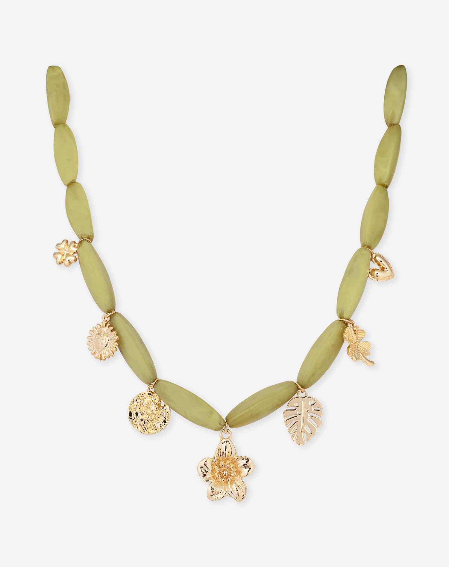 ANOUK CHARM BEADS NECKLACE OLIJFGROEN