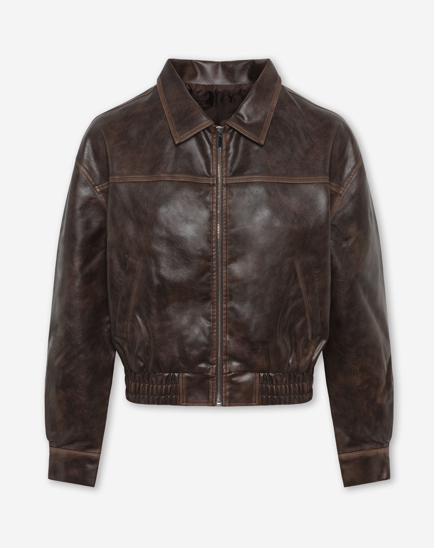 VINTAGE FAUX LEATHER BOMBER JACKET BRUIN