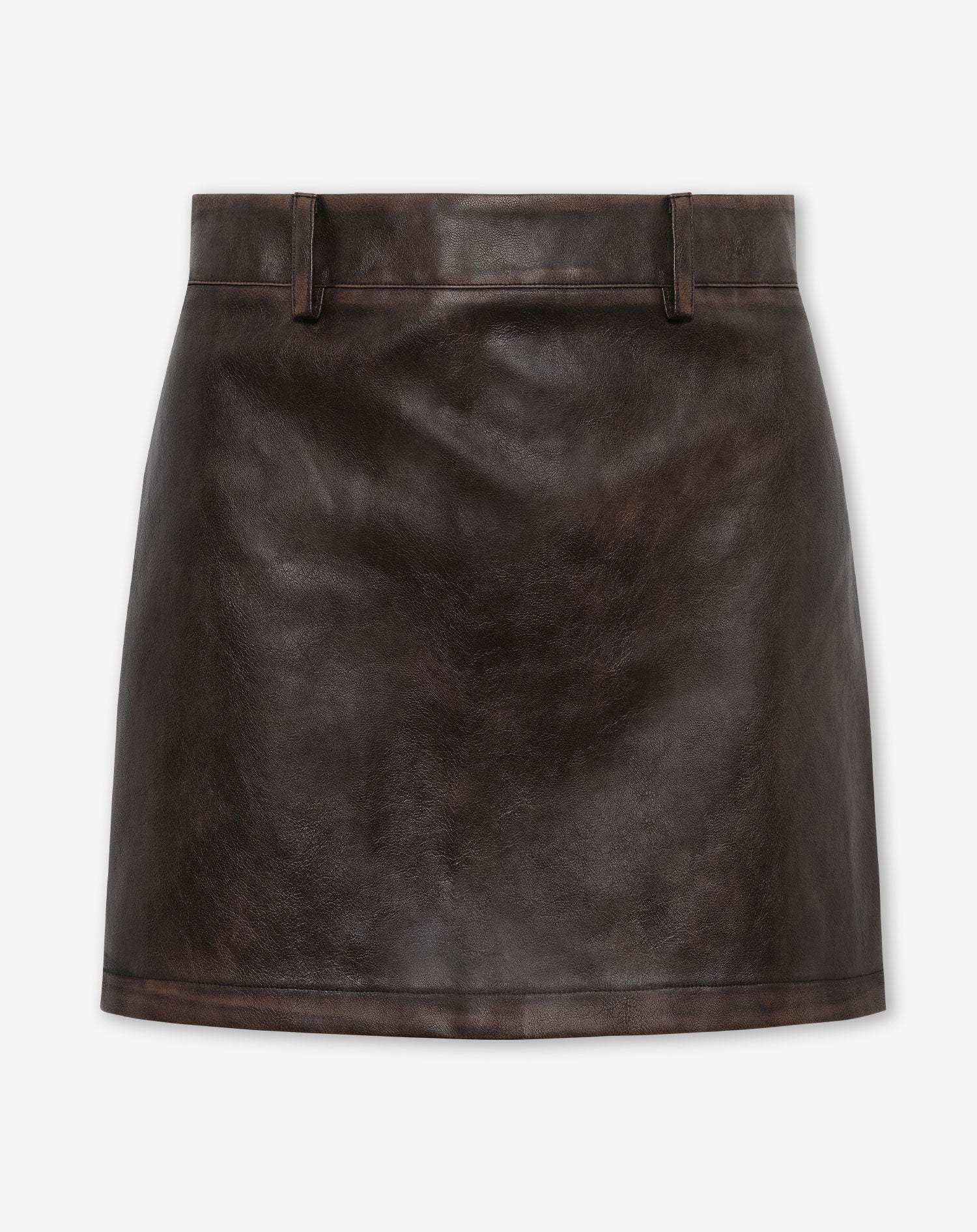 VINTAGE FAUX LEATHER SKIRT BRUIN