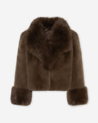 FAUX FUR CUFF COAT BRUIN