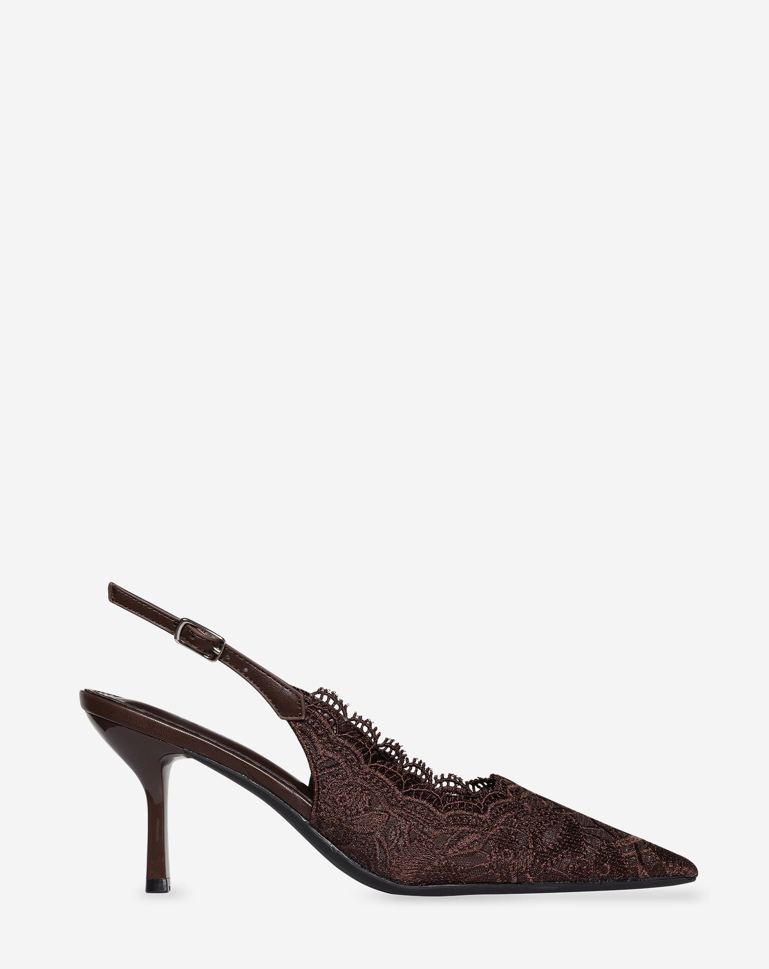OLIVIA LACE SLINGBACK HEELS BROWN