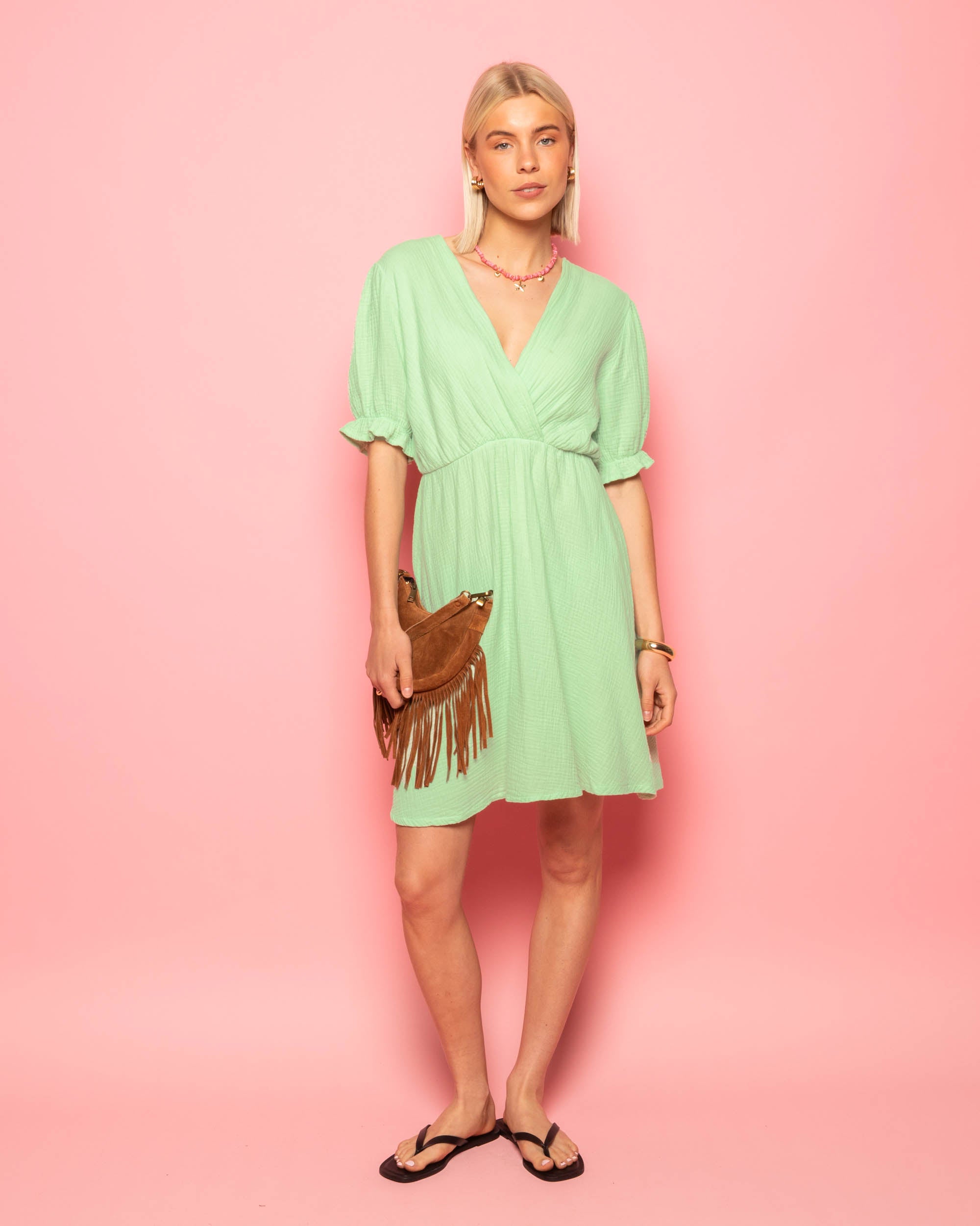 DILA MOUSSELINE DRESS PISTACHE