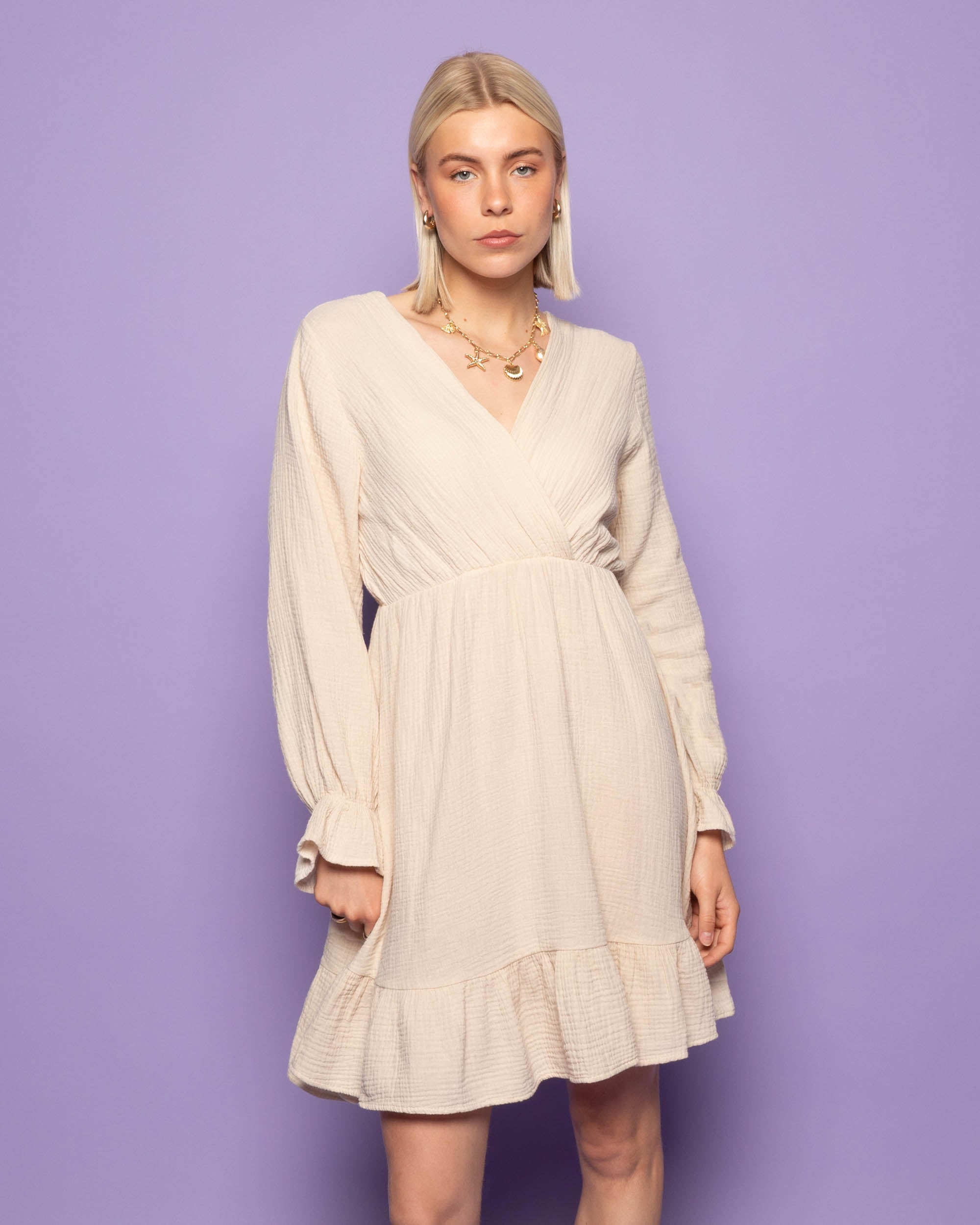 LEA MOUSSELINE DRESS ZAND