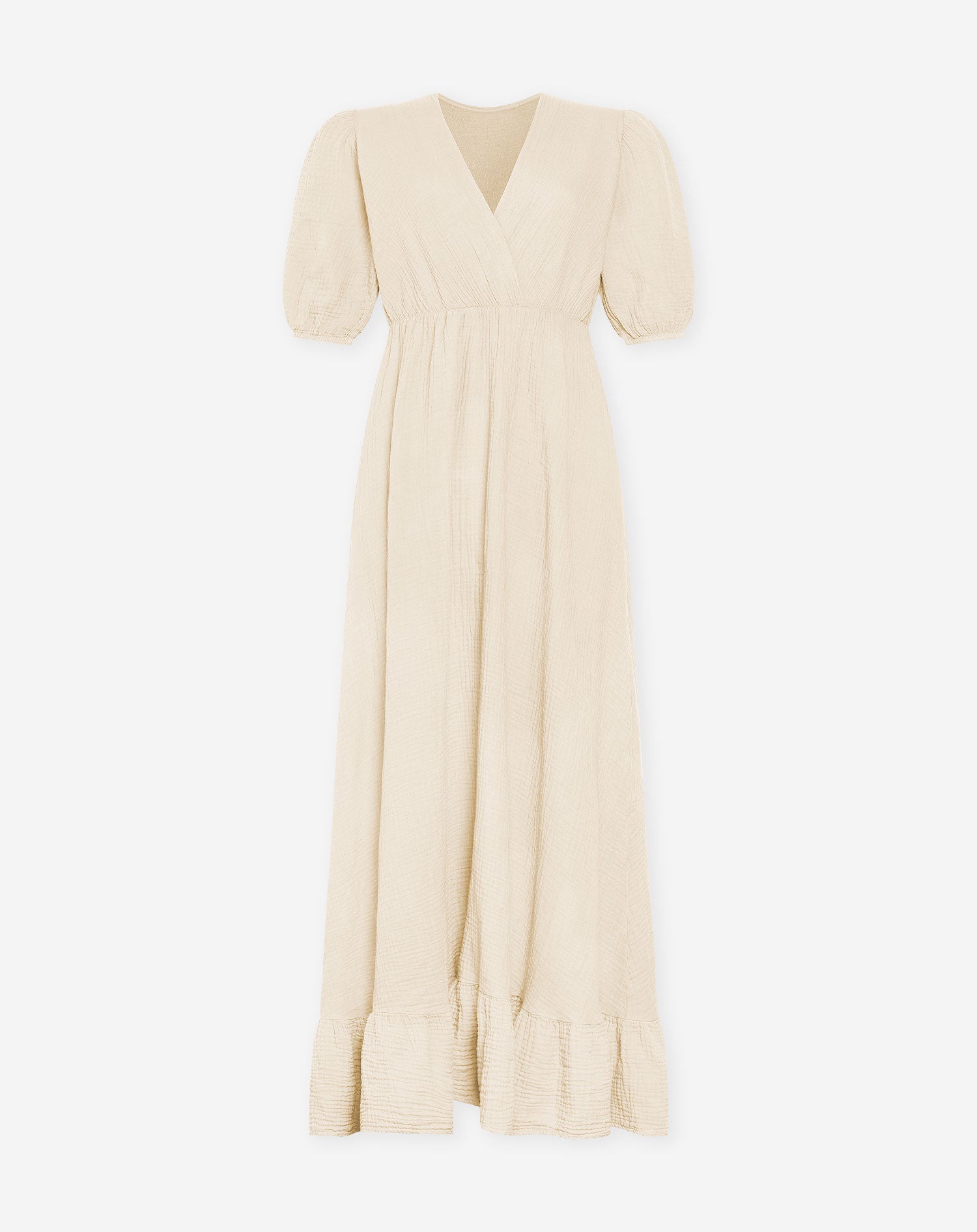 MOUSSELINE MAXI SHORT SLEEVE DRESS SAND