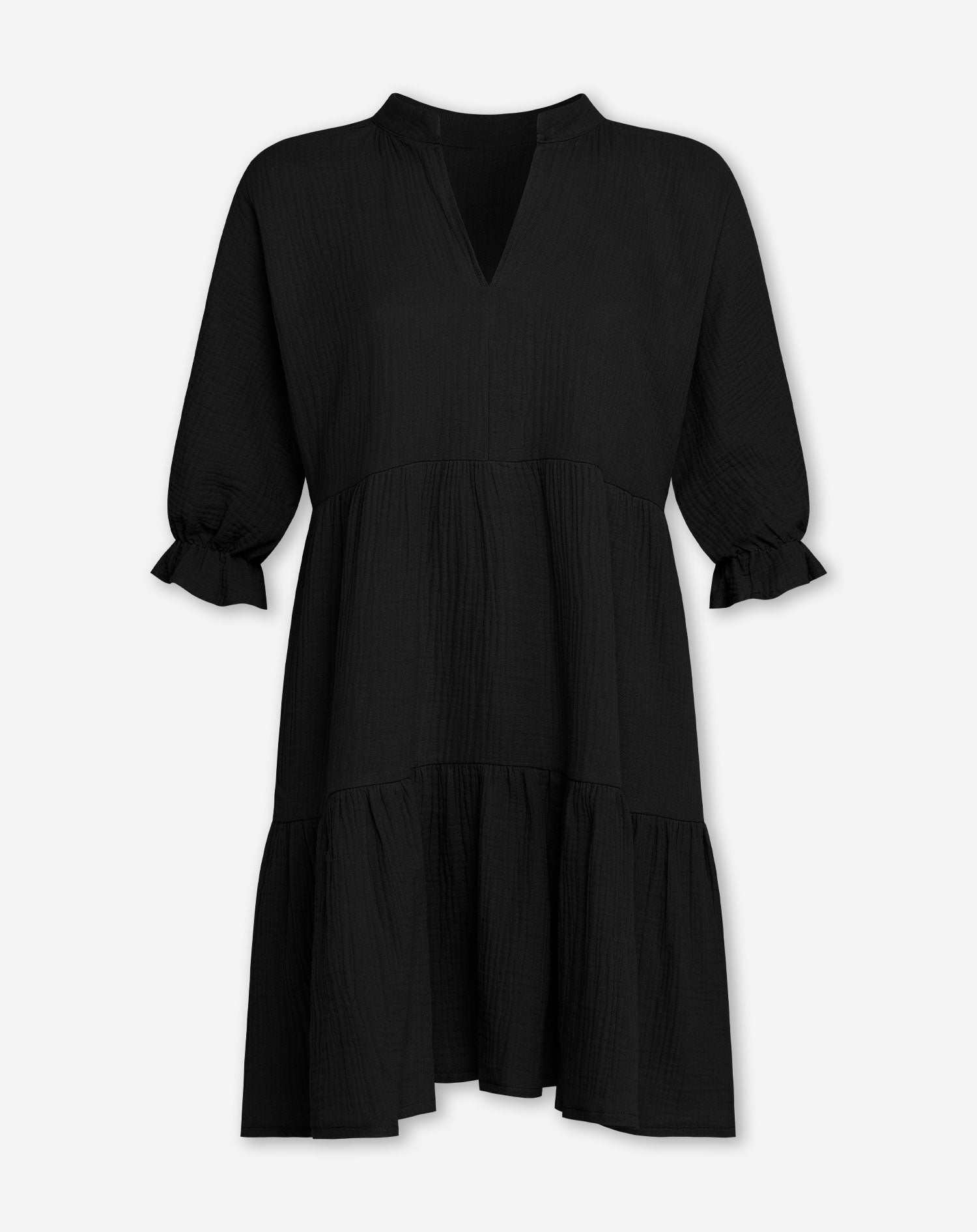 YUNA MOUSSELINE LAYER DRESS BLACK