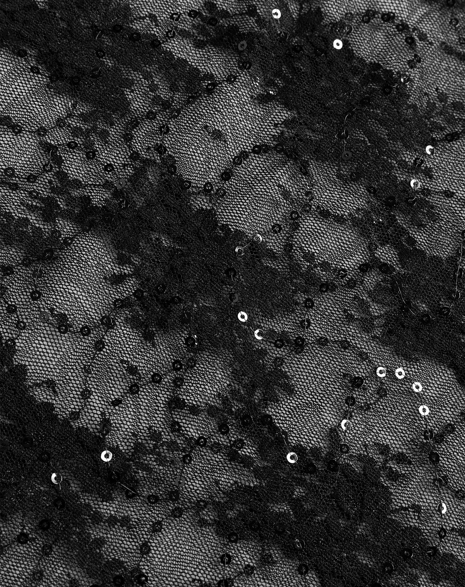 LAUREN SEQUINS MESH TOP ZWART