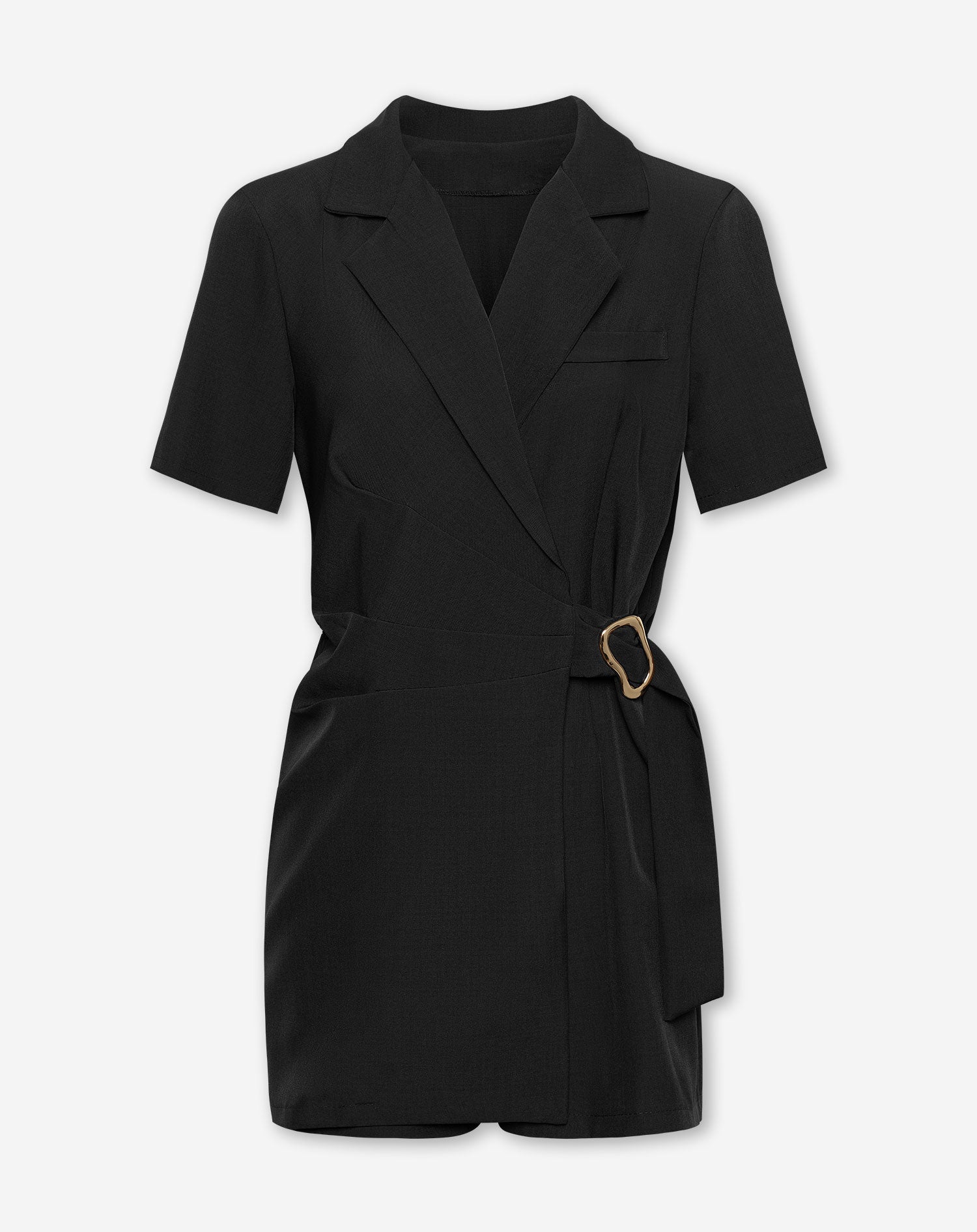 BUCKLE SHORT SLEEVE PLAYSUIT ZWART