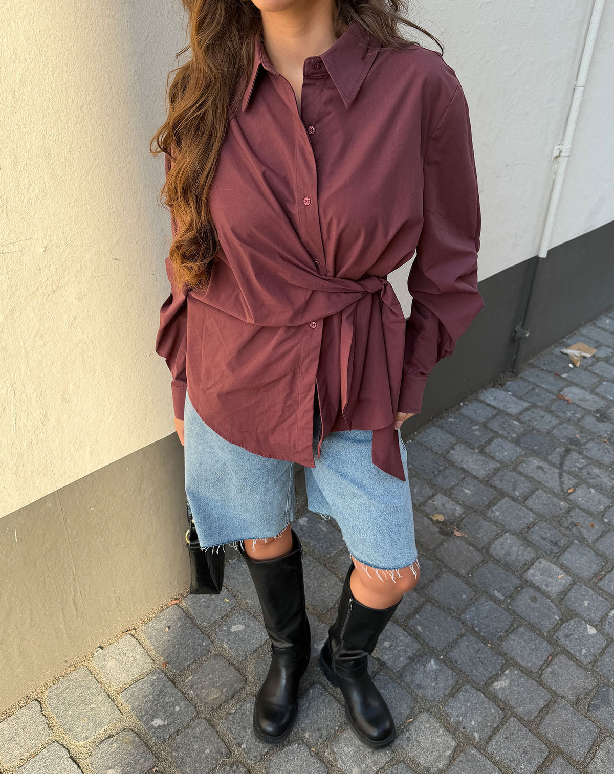 LAILY WRAP BLOUSE DARK BURGUNDY