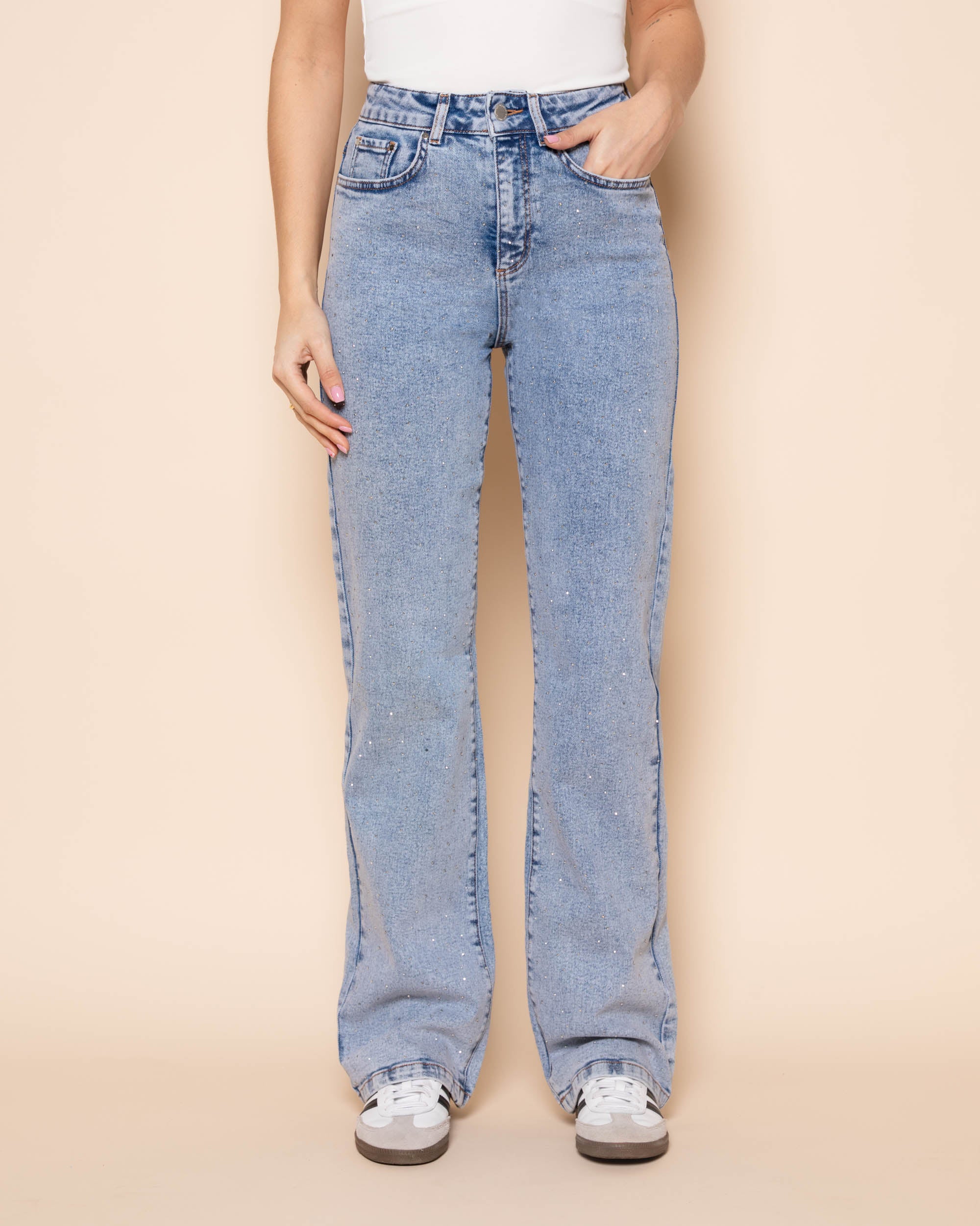 SMALL DIAMOND BOOTCUT JEANS BLAUW