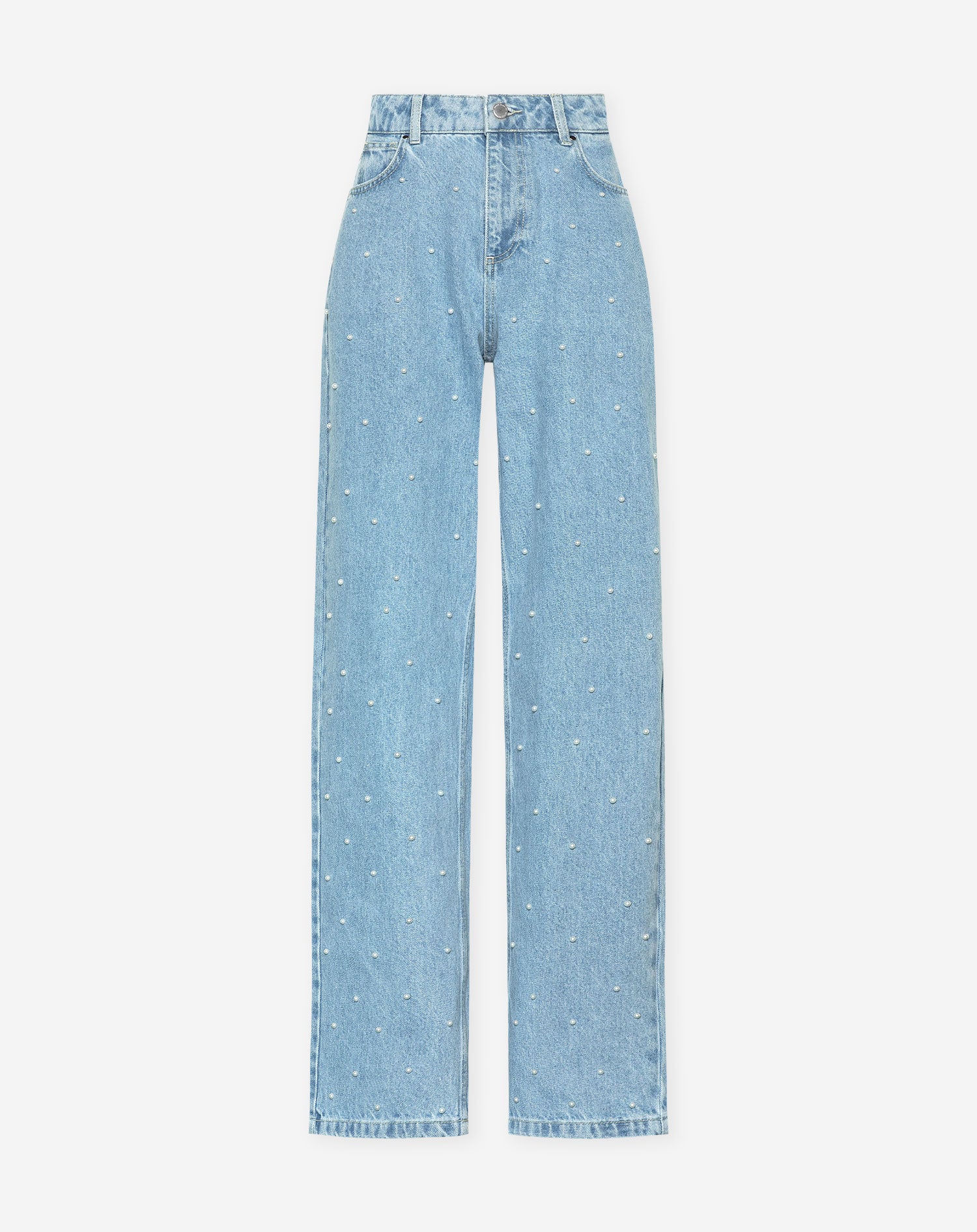 PEARL ALLOVER STRAIGHT LEG JEANS LICHTBLAUW