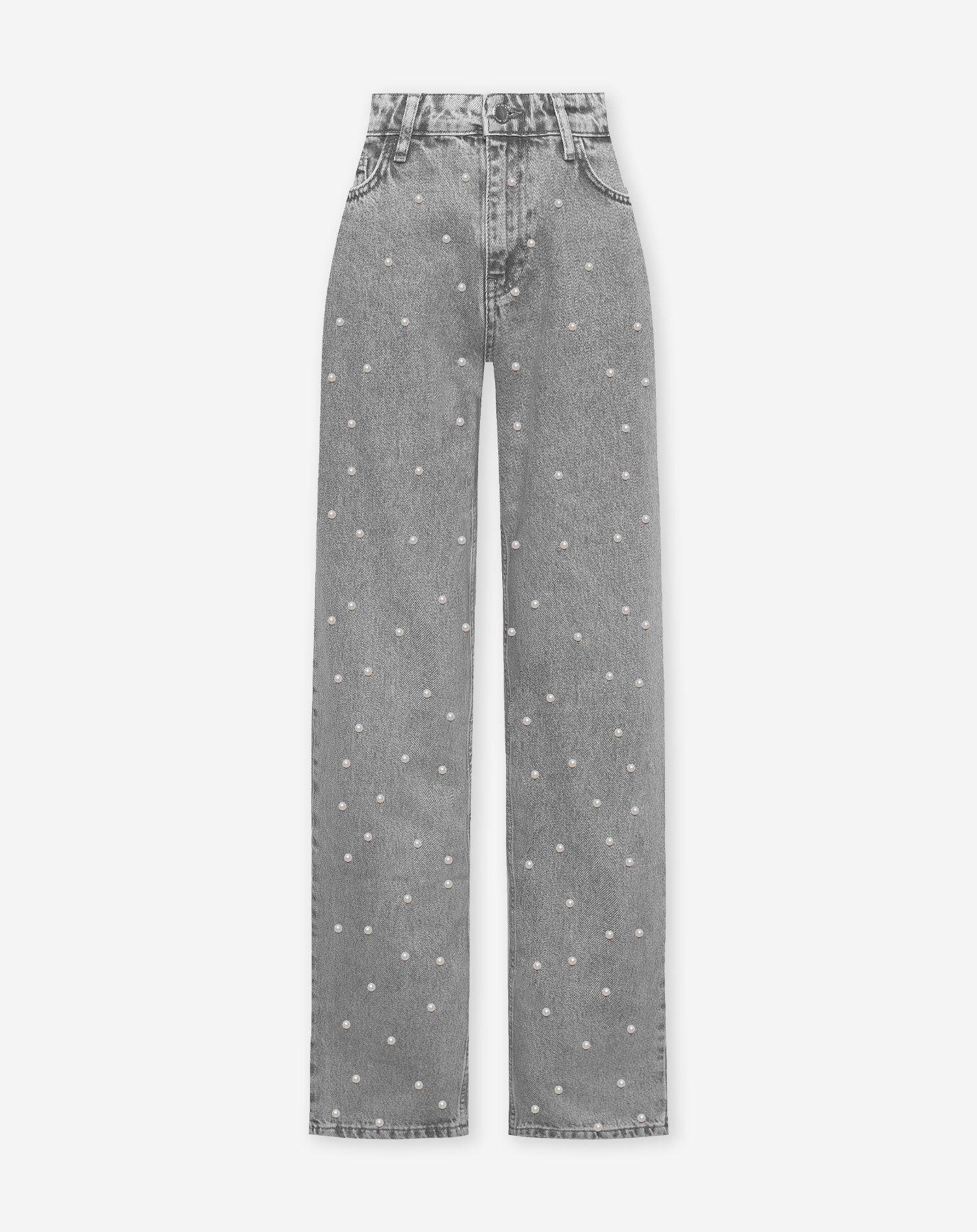 PEARL ALLOVER STRAIGHT LEG JEANS LICHTGRIJS