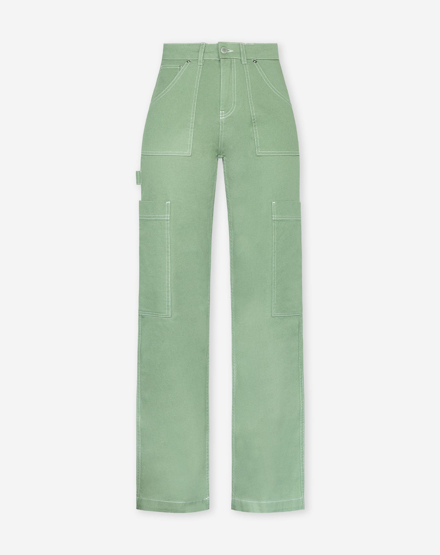 CONTRAST STITCHING CARGO PANTS GREEN