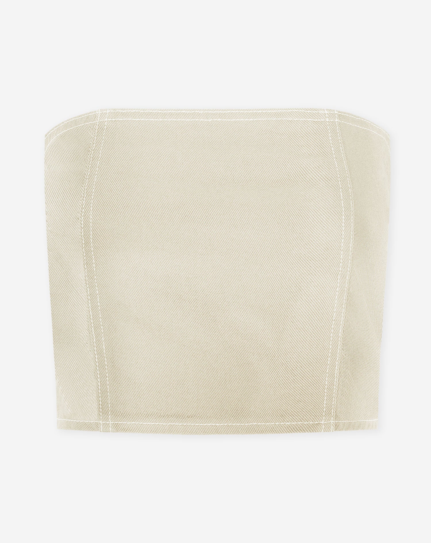 CONTRAST STITCHING CORSET TOP BEIGE