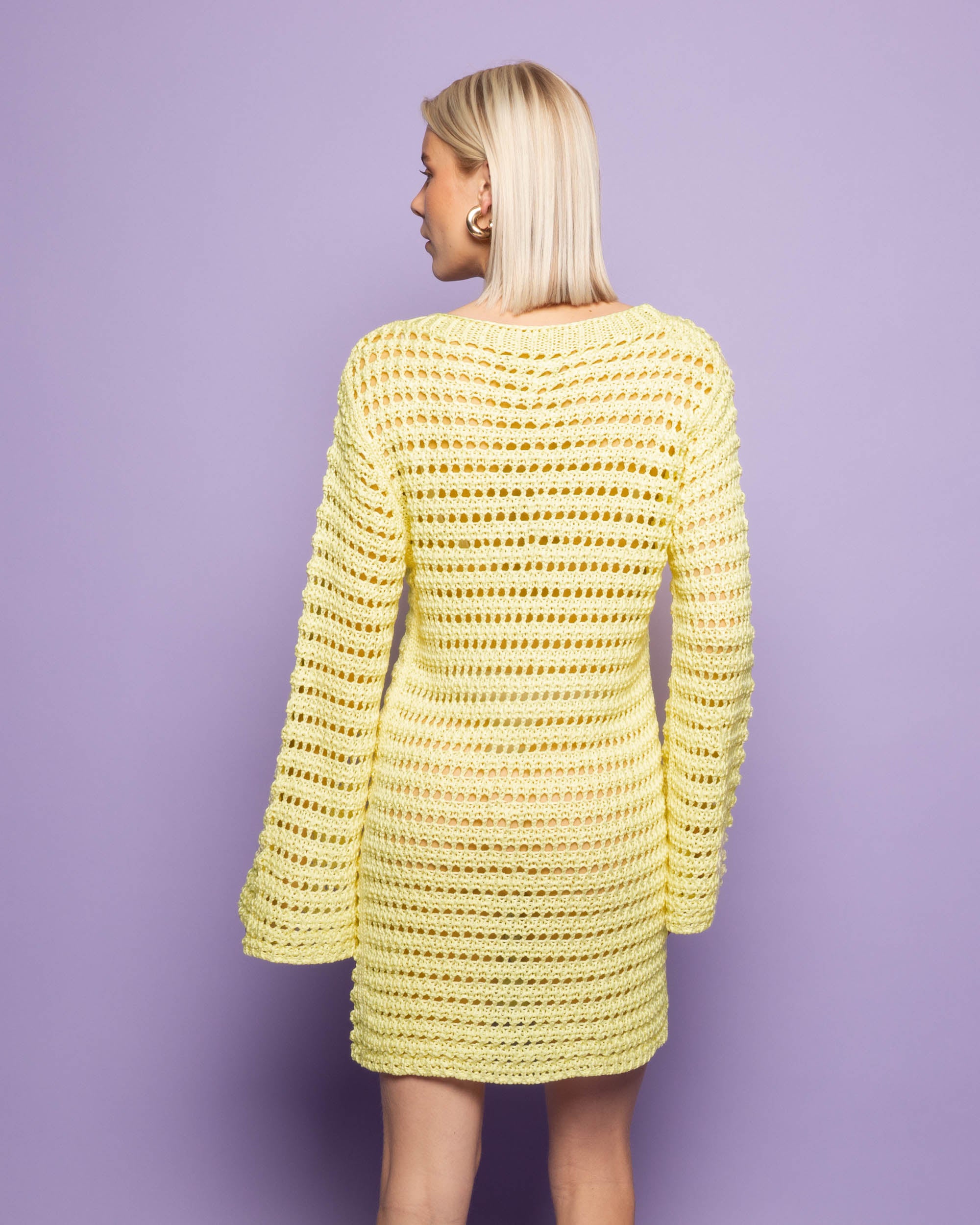 CROCHET KNIT DRESS BUTTER YELLOW