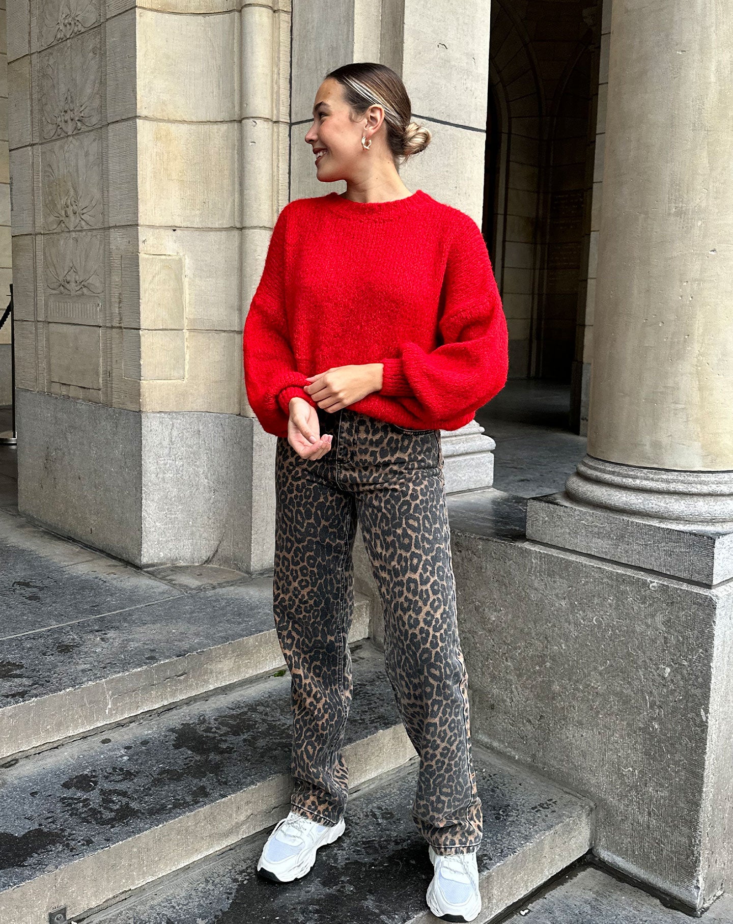 LEOPARD ALLOVER JEANS BLACK