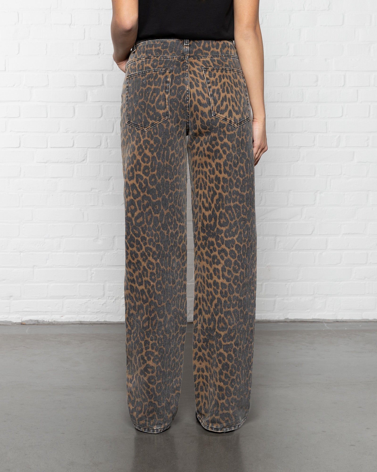 LEOPARD ALLOVER JEANS BLACK