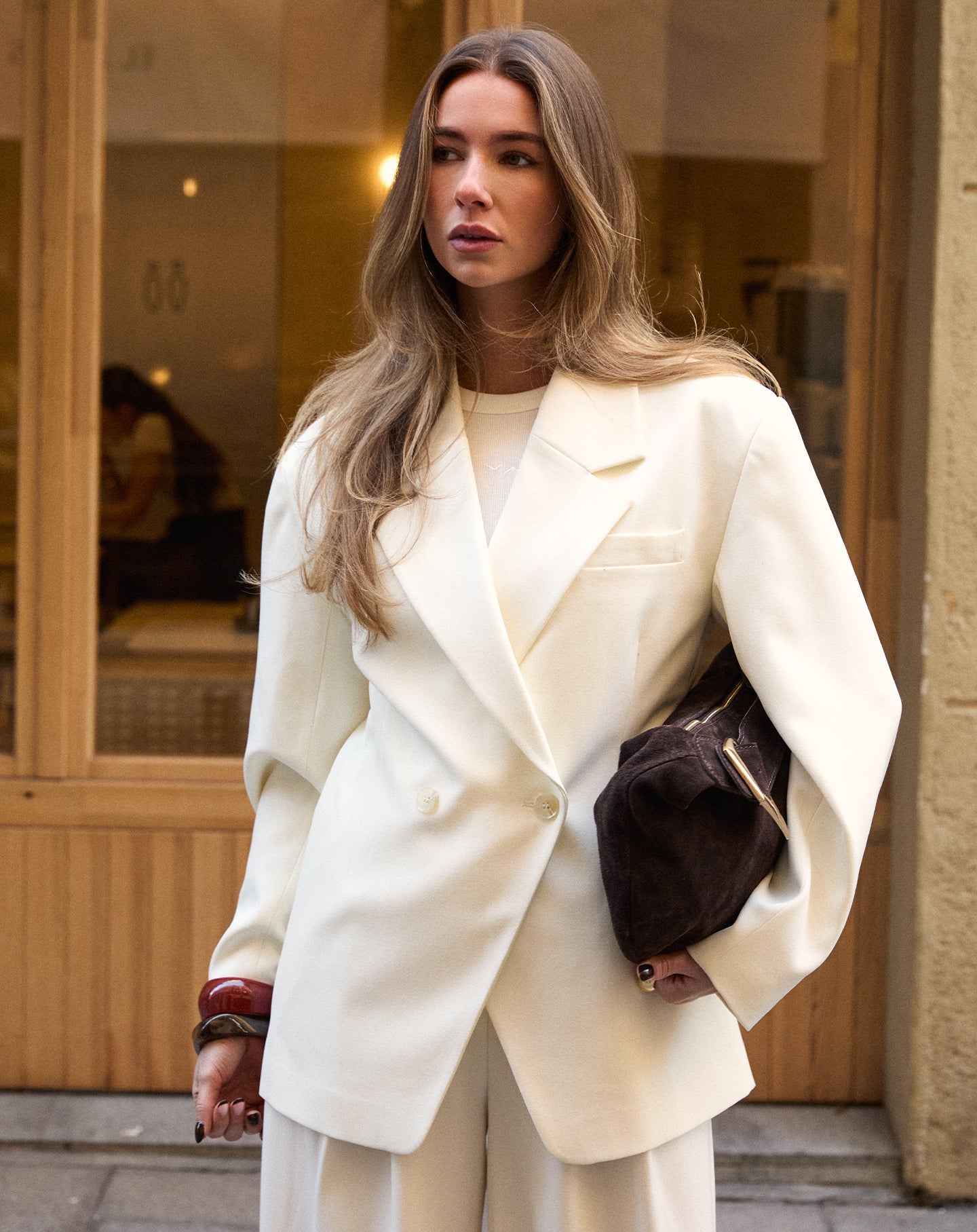 RACERBACK EMBROIDERY TOP CREAM