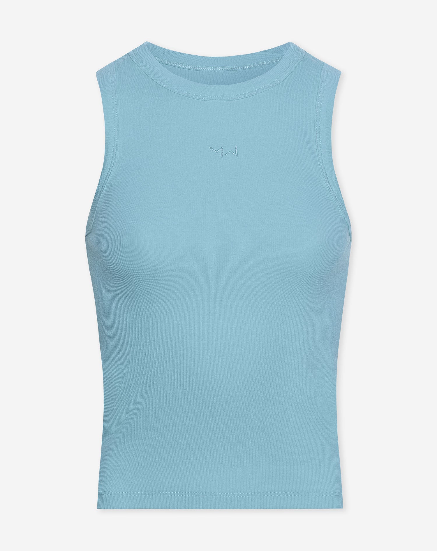 RACERBACK EMBROIDERY TOP LICHTBLAUW