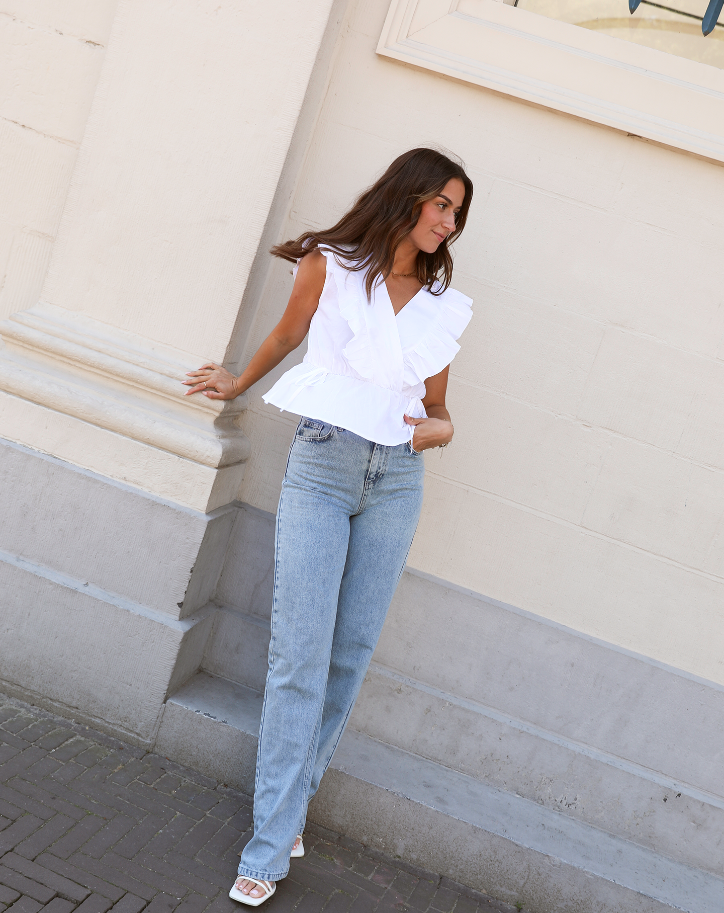 DENIM STRAIGHT LEG JEANS BLUE