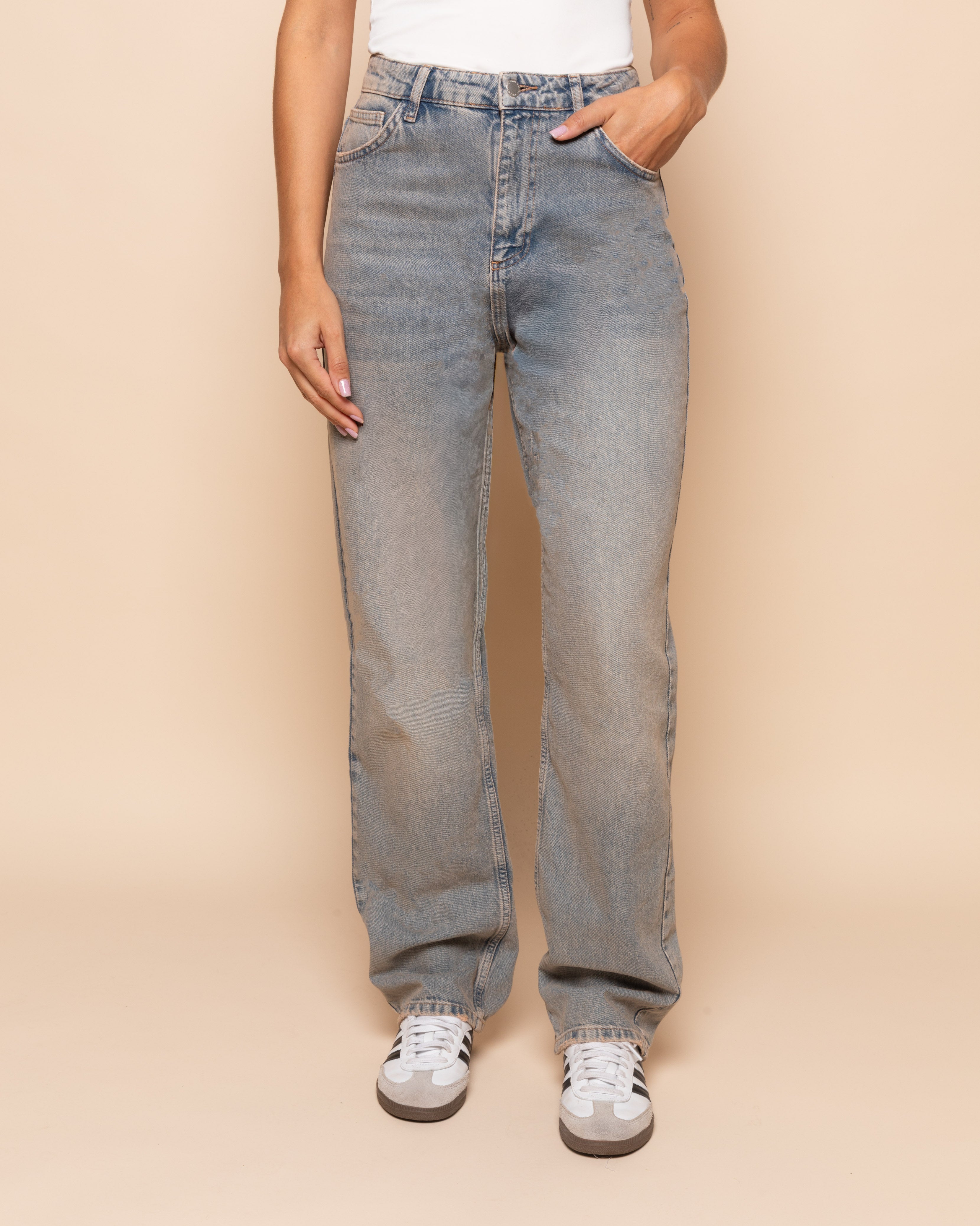 DENIM STRAIGHT LEG JEANS VINTAGE BLUE