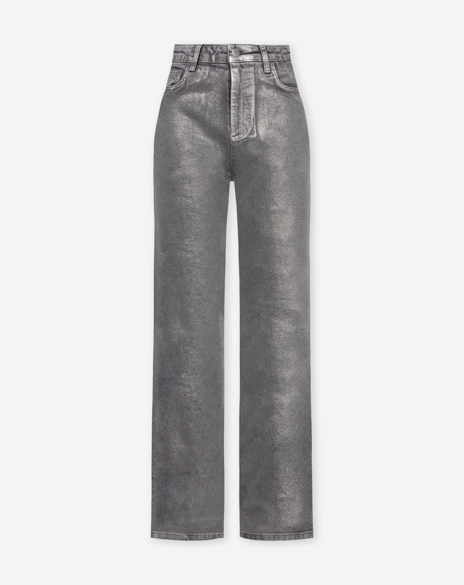 METALLIC BOOTCUT JEANS GREY