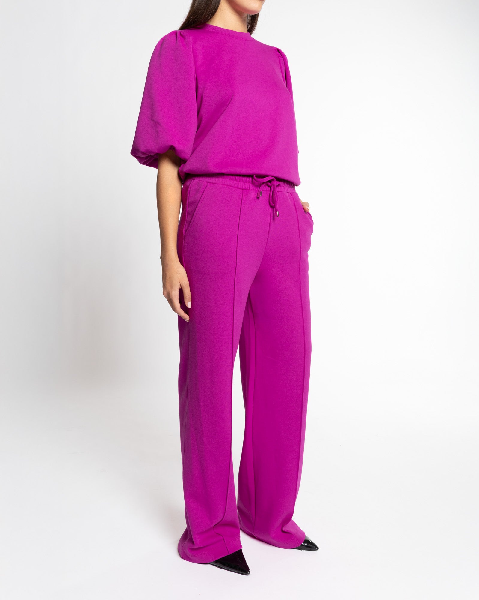 SCUBA PINTUCK PANTS PETITE MAGENTA
