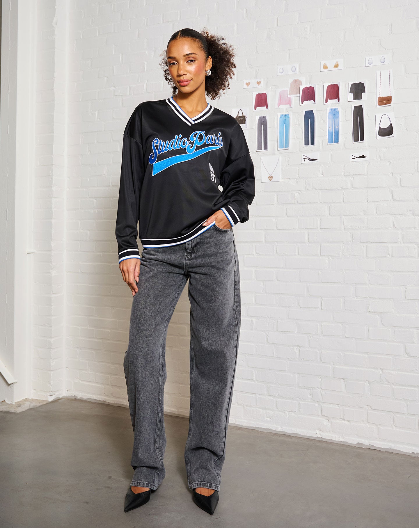 DENIM STRAIGHT LEG JEANS GREY