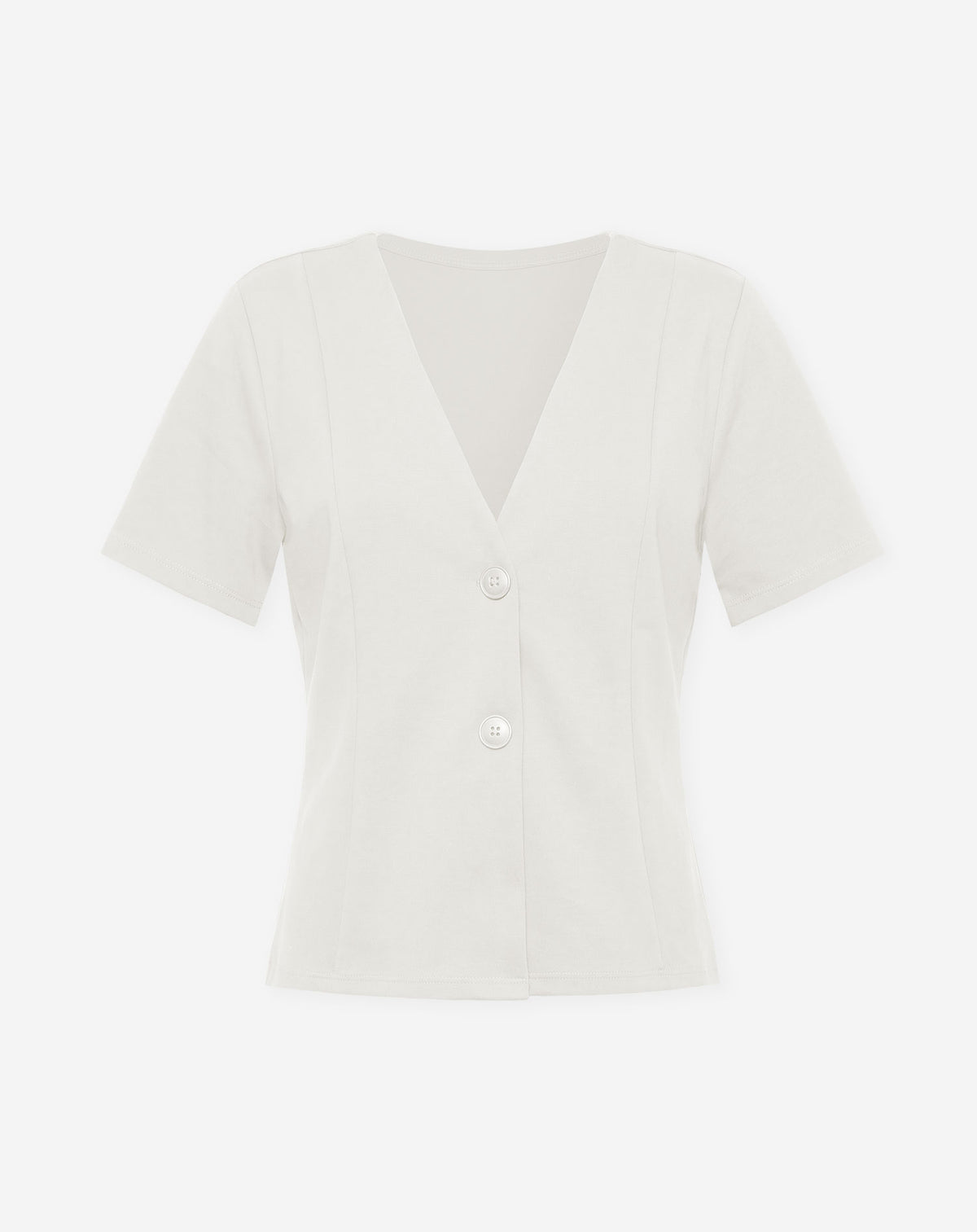 SCUBA PEPLUM BUTTON TOP CRÈME