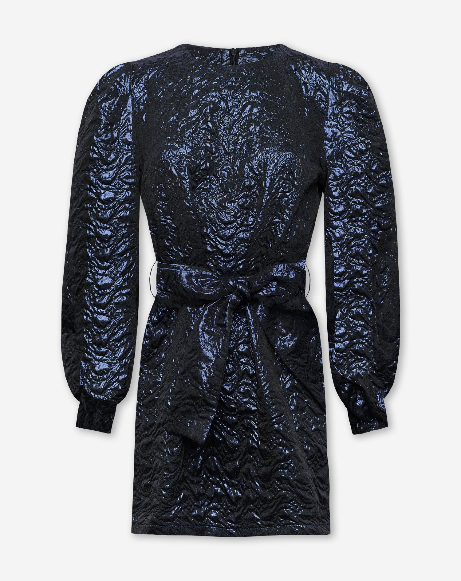 PAM PUFF SLEEVE BELTED DRESS NAVY