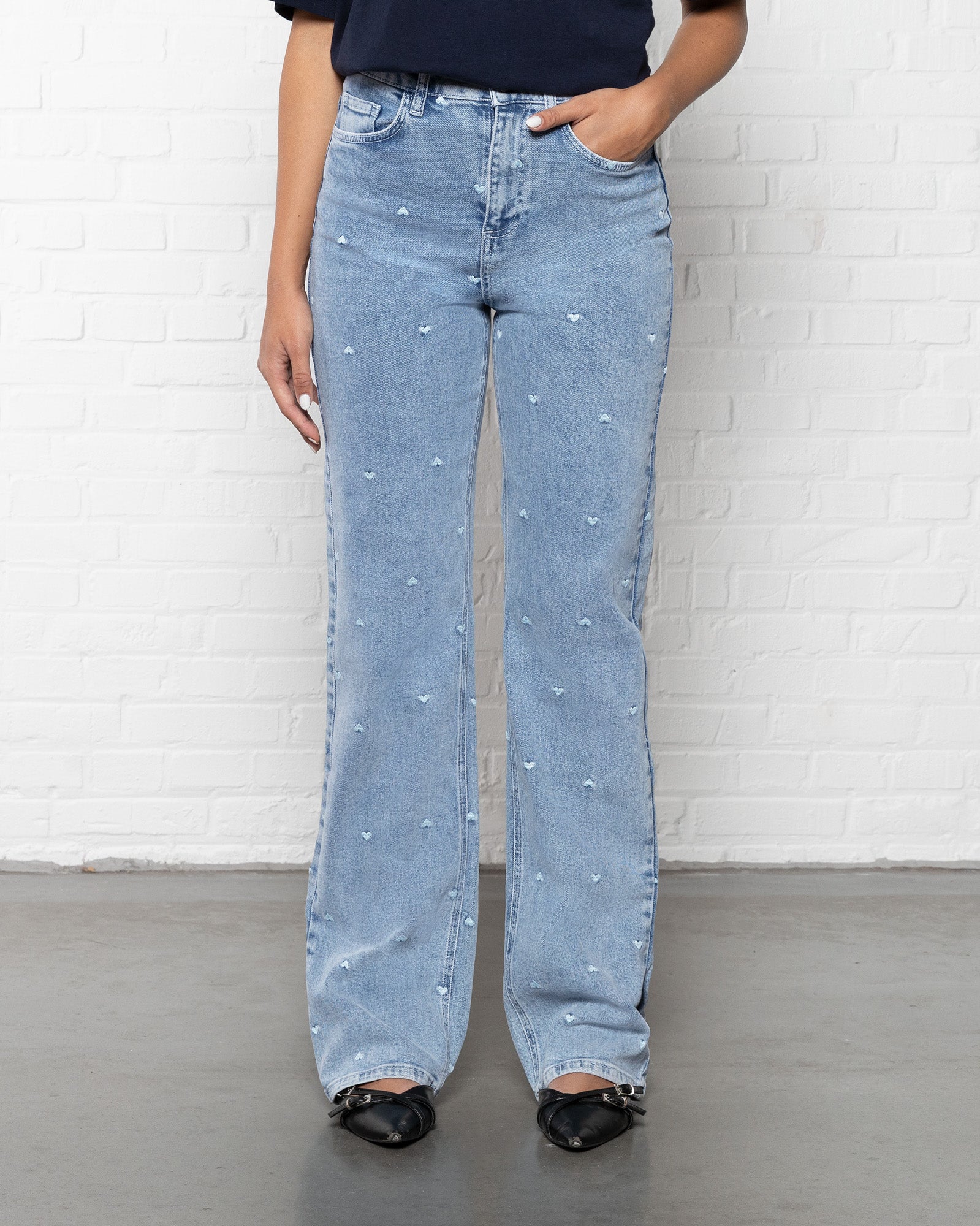 HEART BOOTCUT JEANS BLAUW