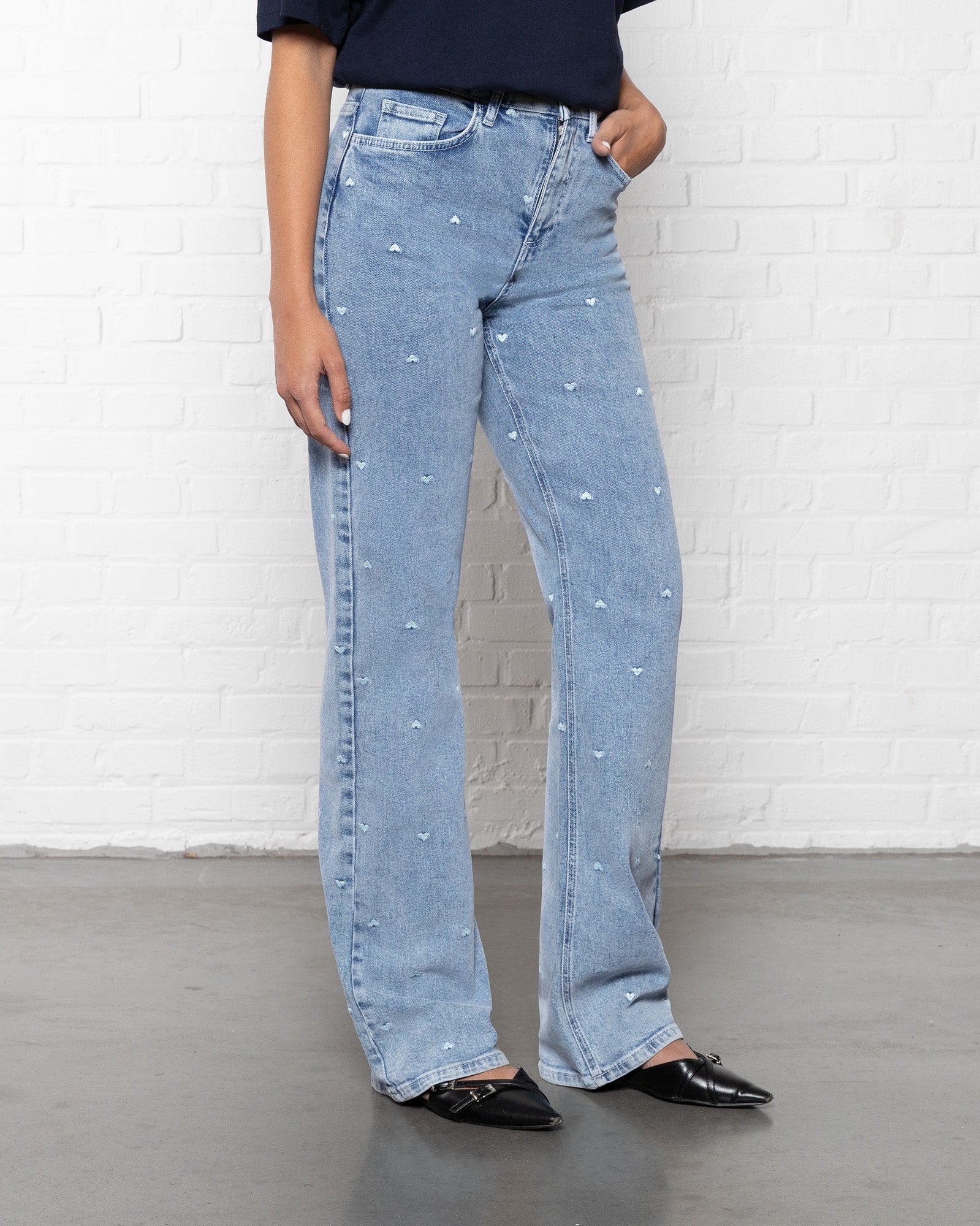 HEART BOOTCUT JEANS BLAUW