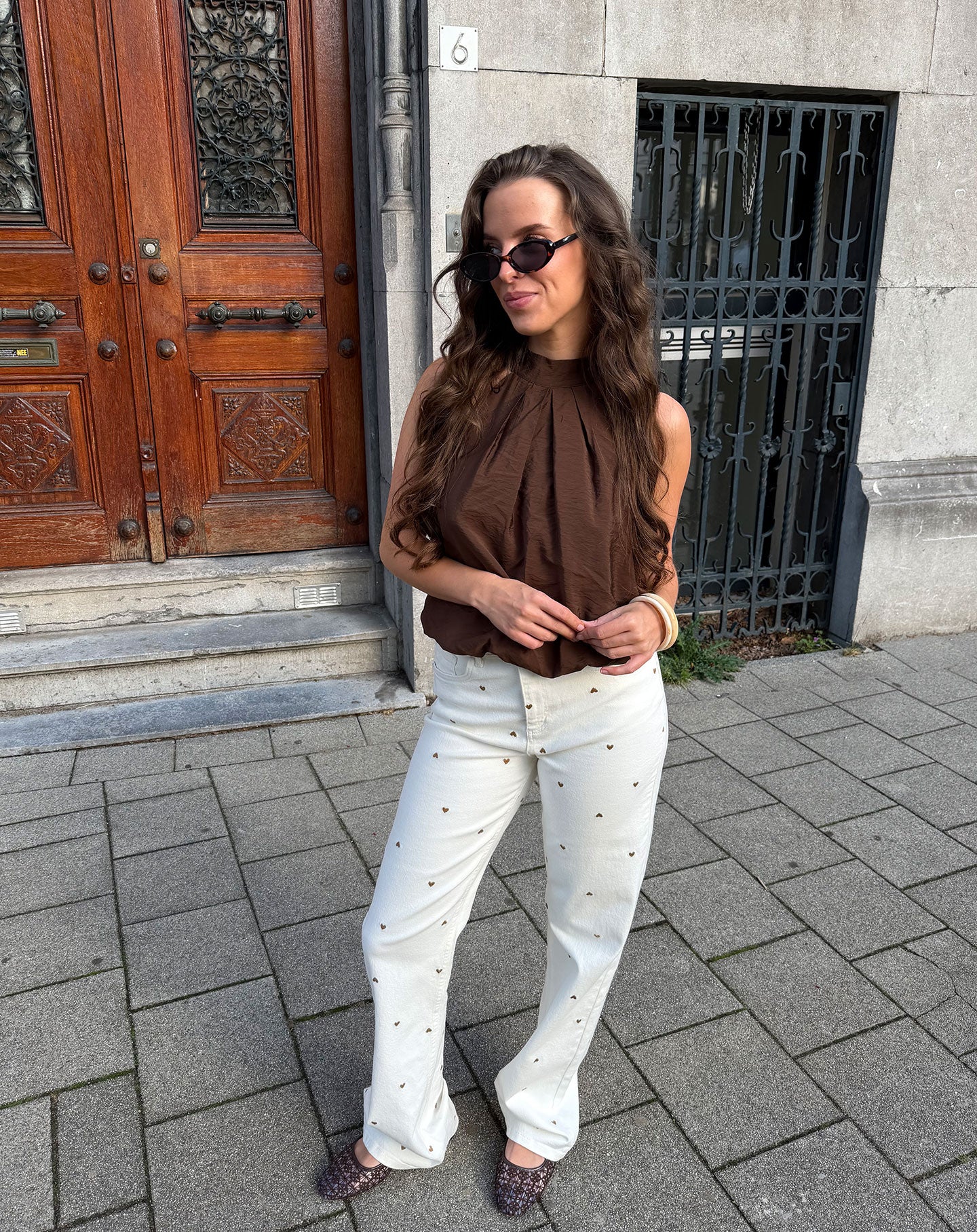 HEART BOOTCUT JEANS CRÈME