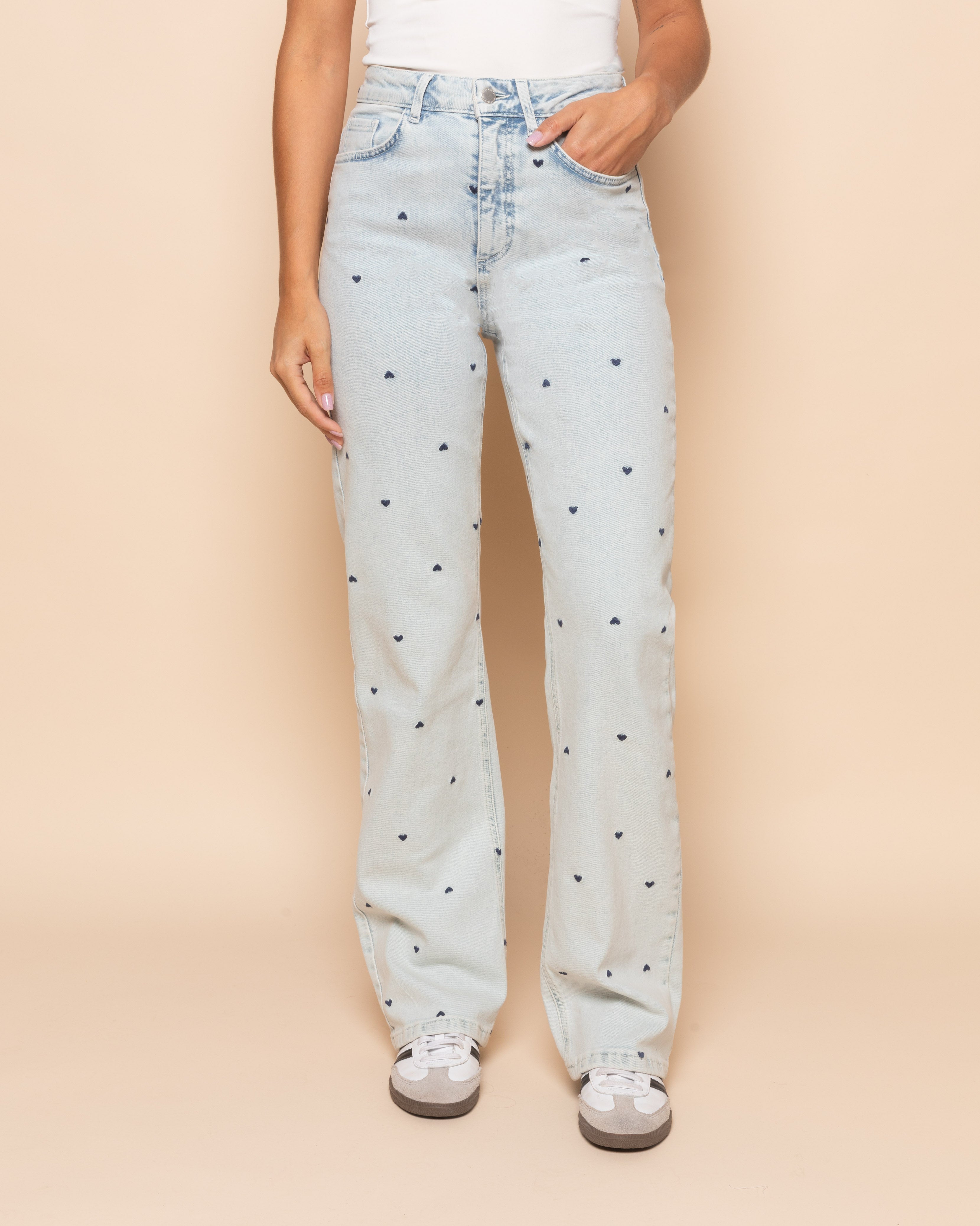 HEART BOOTCUT JEANS LICHTBLAUW