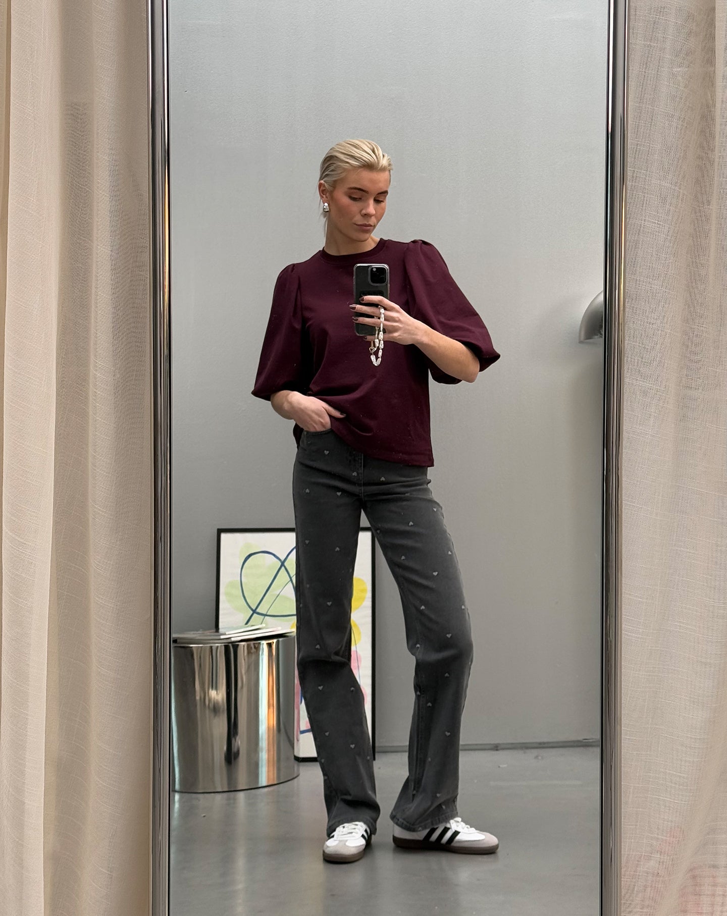 HEART BOOTCUT JEANS LICHTGRIJS