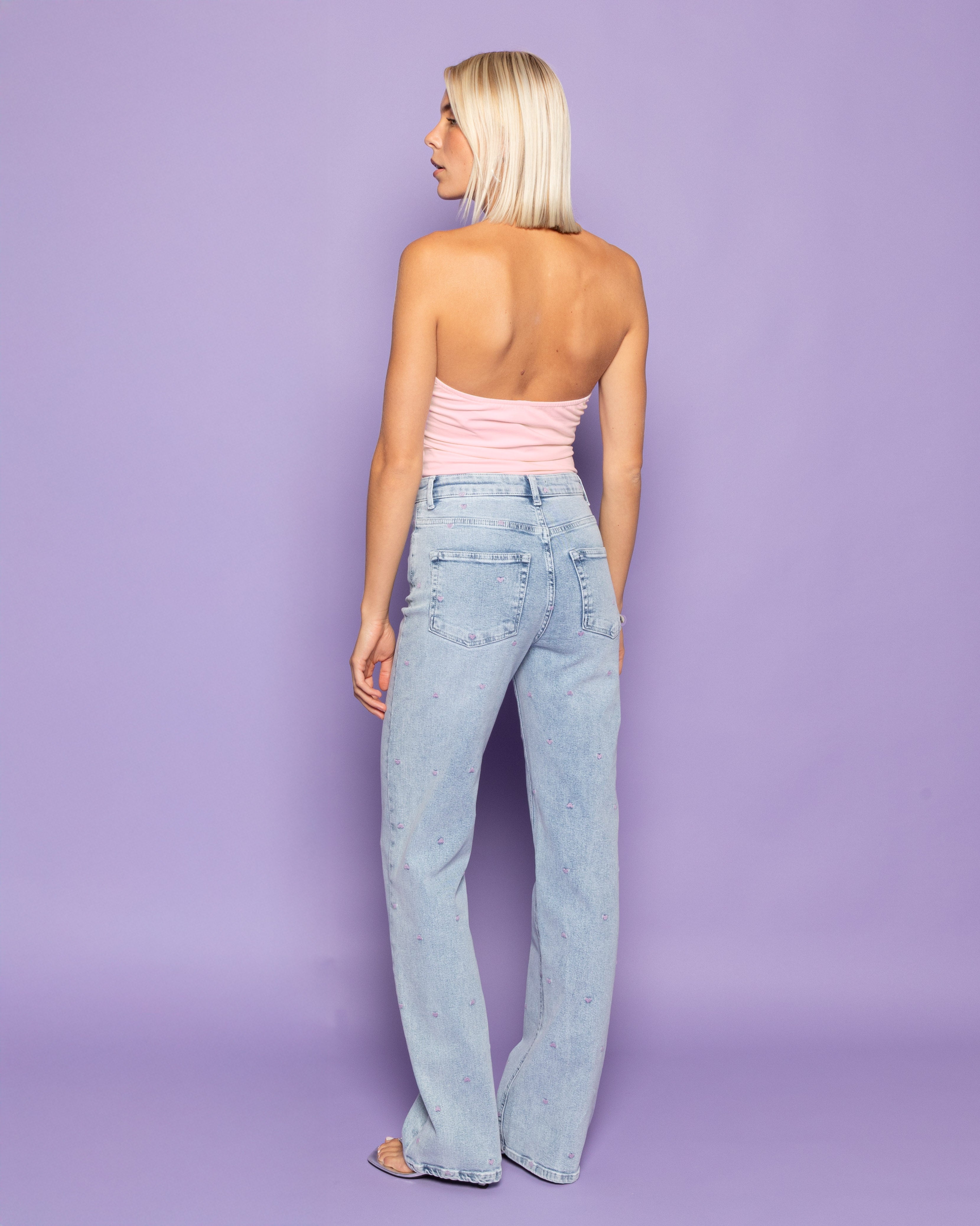 HEART BOOT CUT JEANS LILA