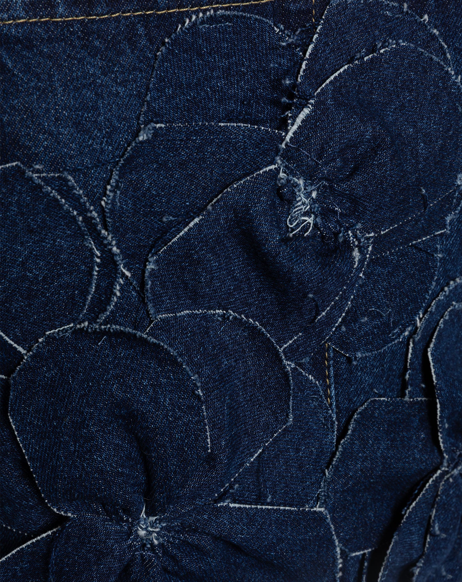 FLOWER DENIM CORSET TOP DARK BLUE