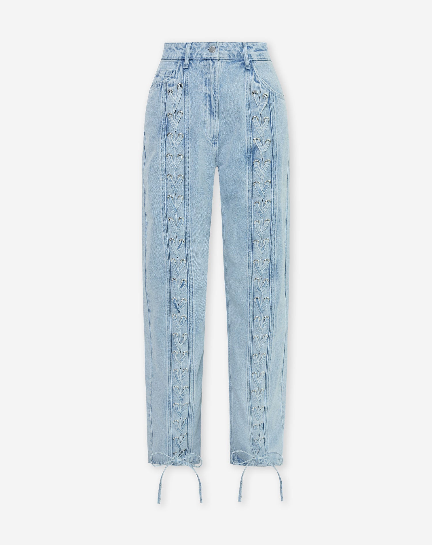 LACE UP JEANS LIGHT BLUE